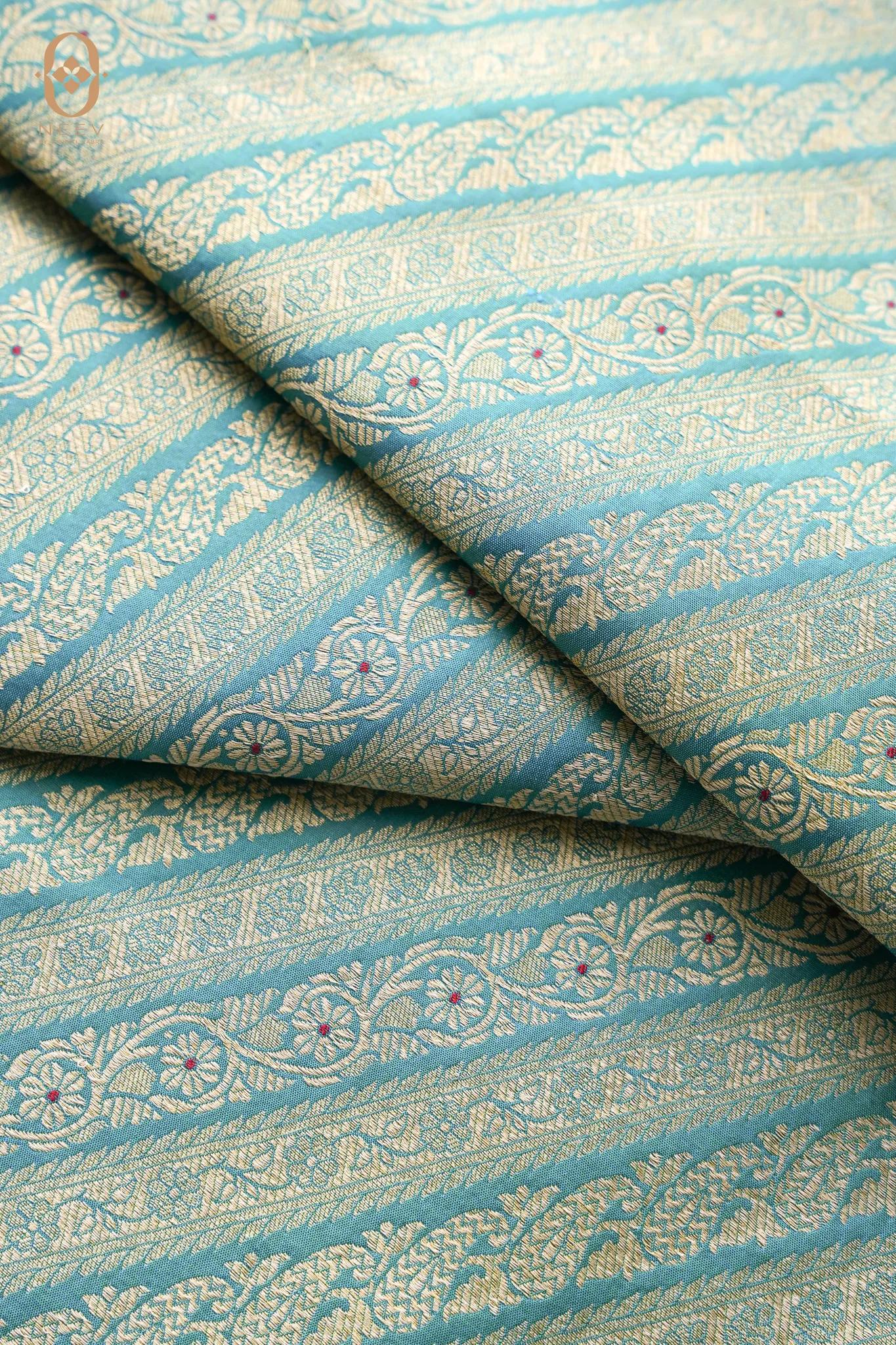 Katan Silk Integrated Weave Meenakari Fabric