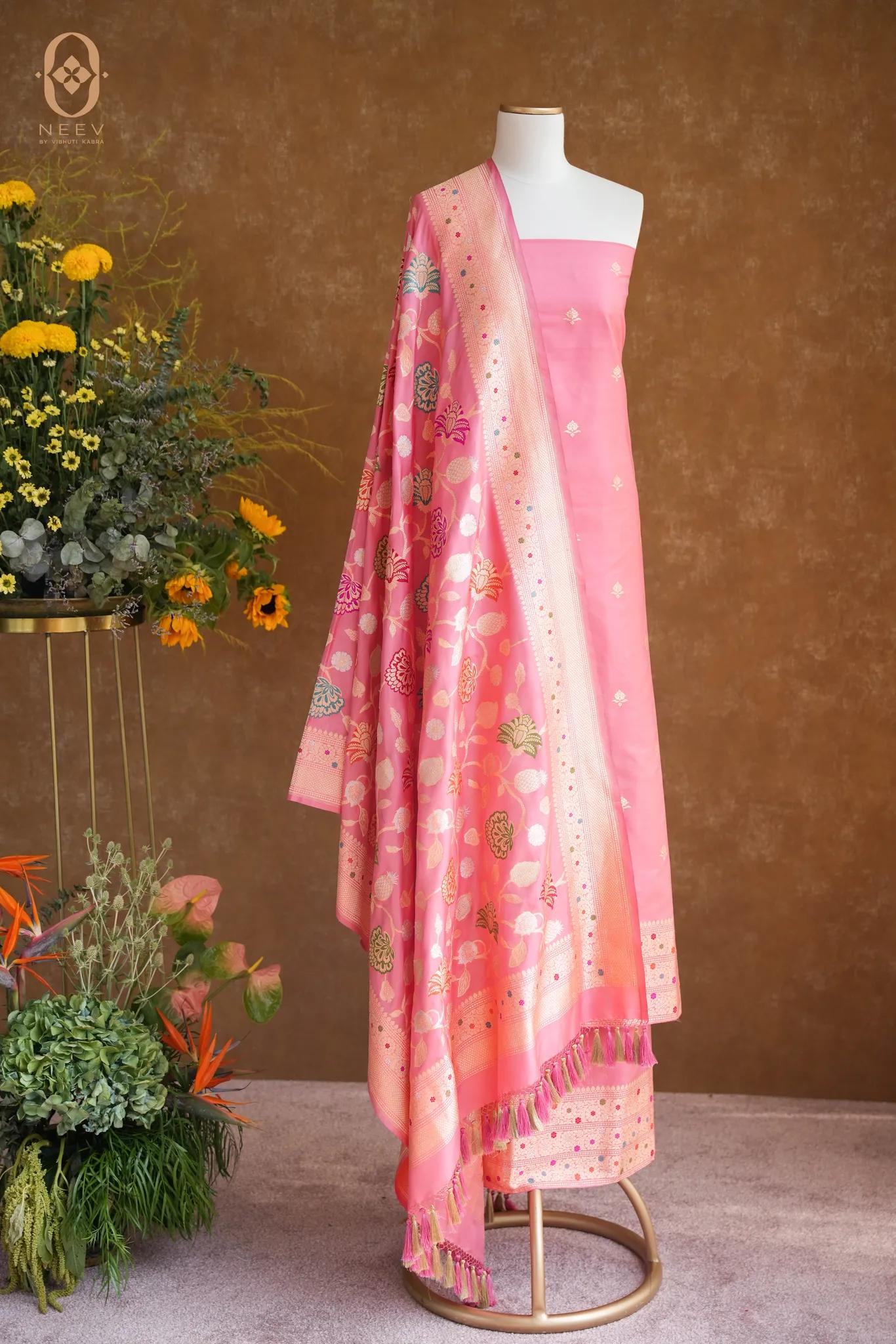 Katan Silk with Meenakari Jaal Dupatta Suit Set