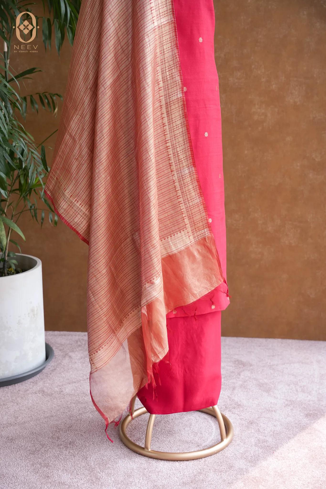 Sindoori Rang Chinia Tissue Suit Set