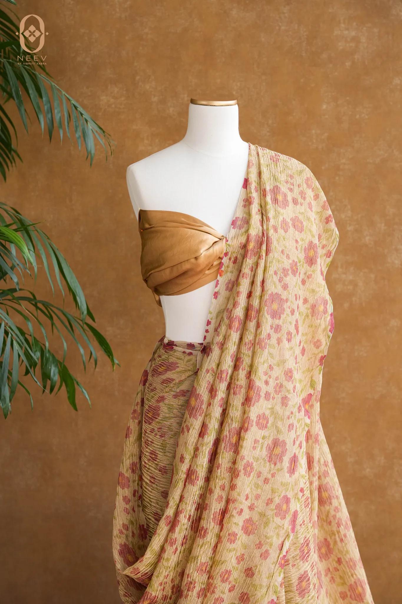 Printed Crushed Tissue Saree