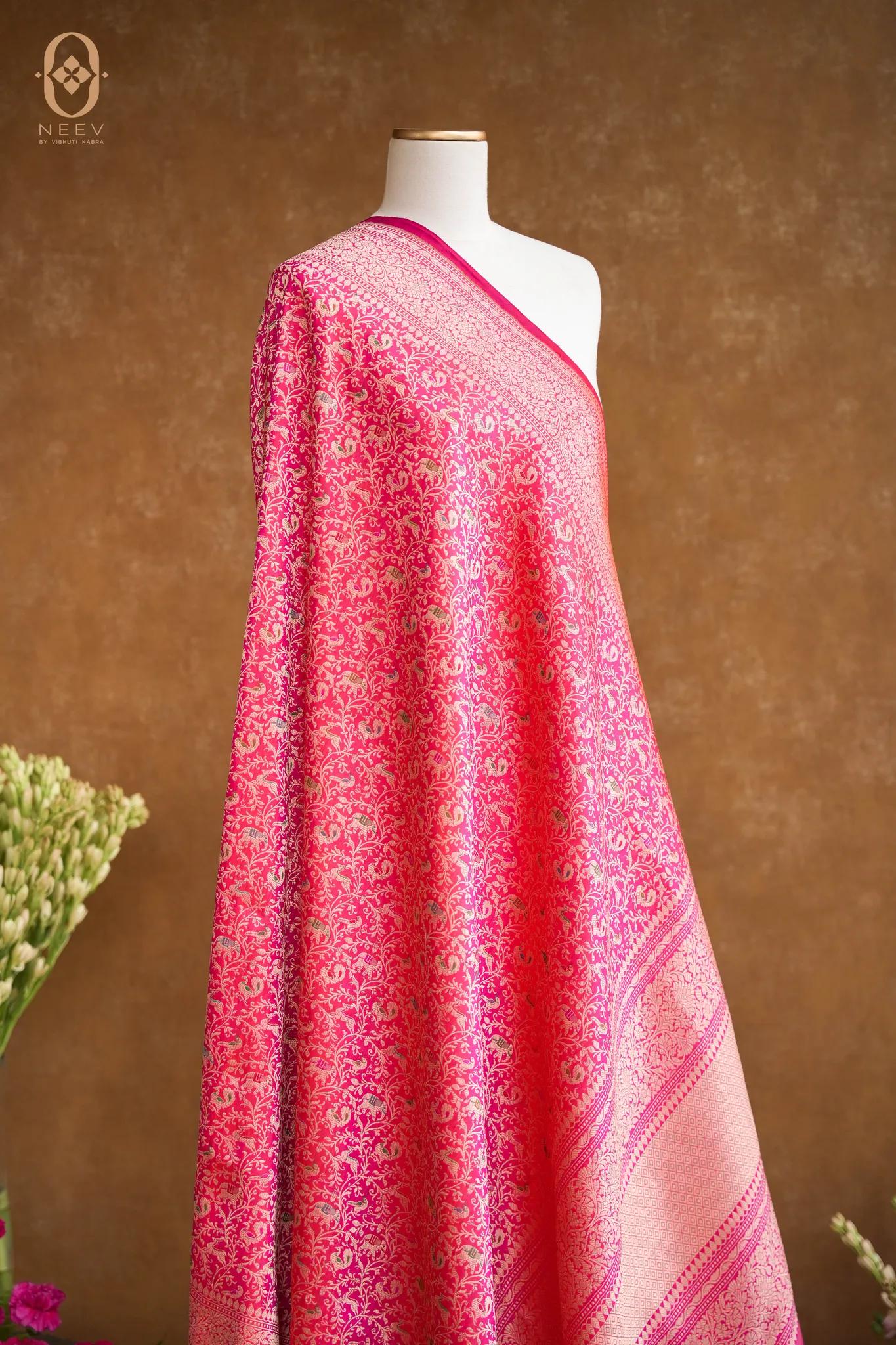 Katan Silk Jaal Meenakari Dupatta