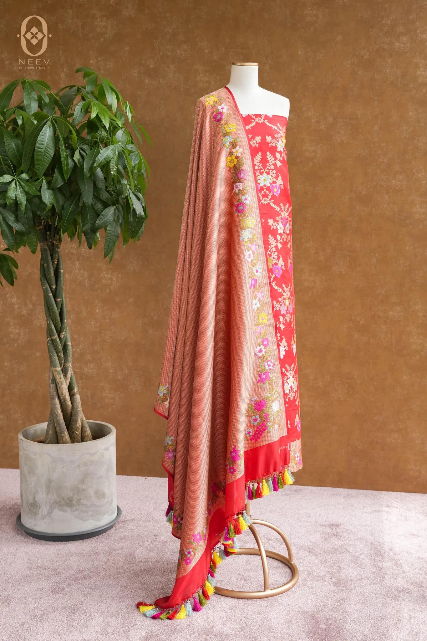Premium Katan Silk Jaal Suit Set
