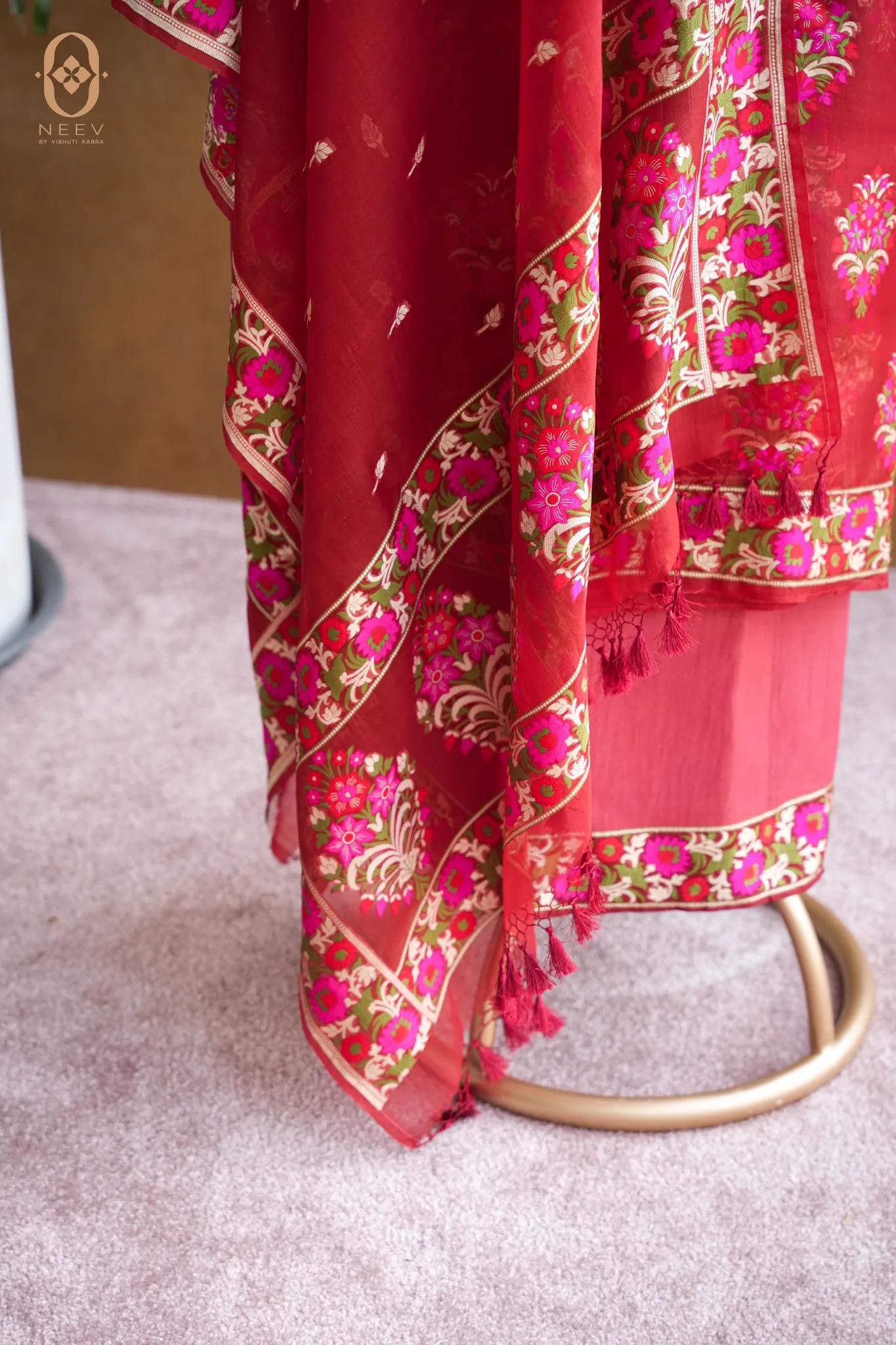 Kora Silk Multi Meenakari Suit Set