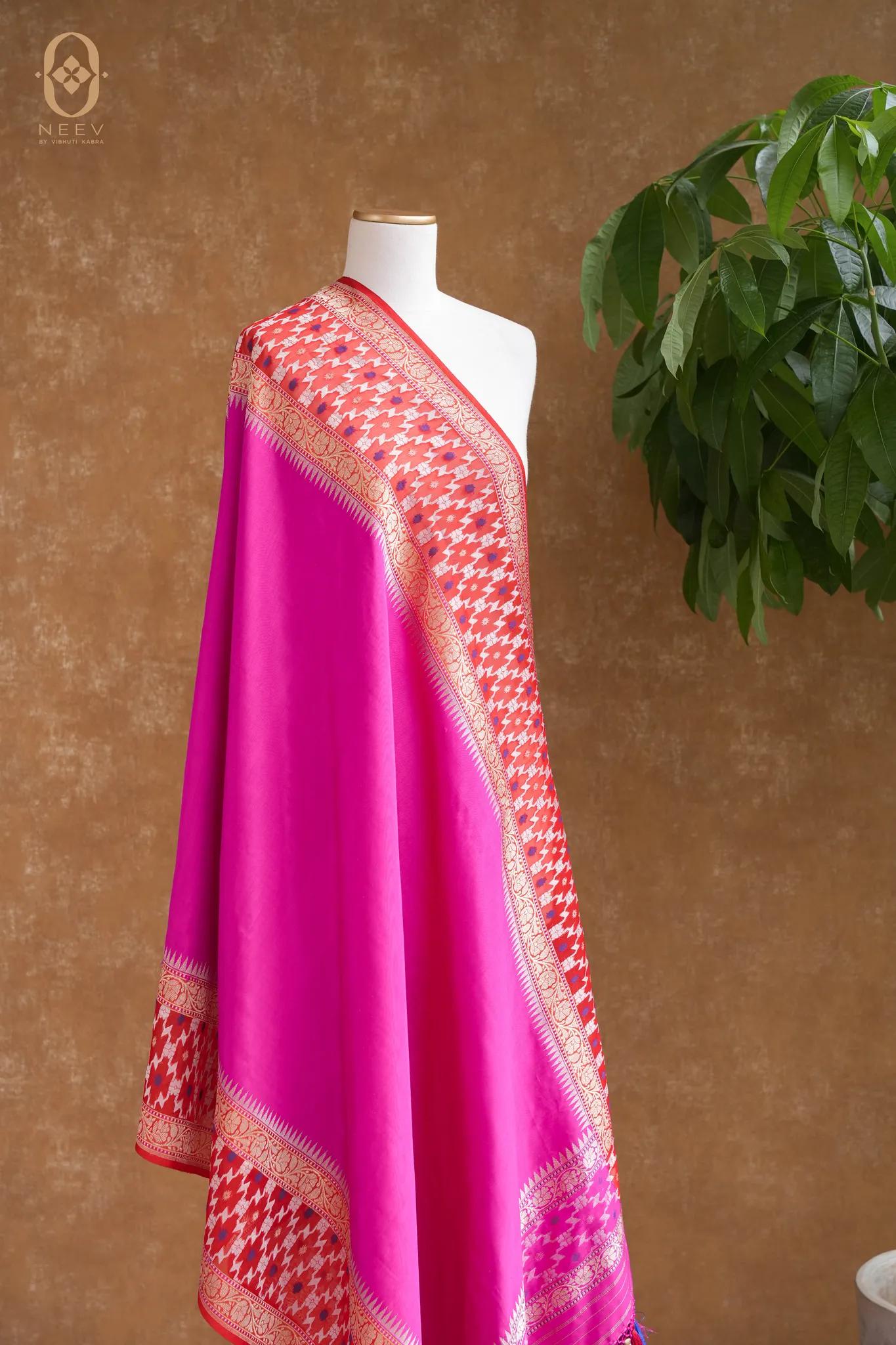 Premium Katan Silk With Organza Border Dupatta