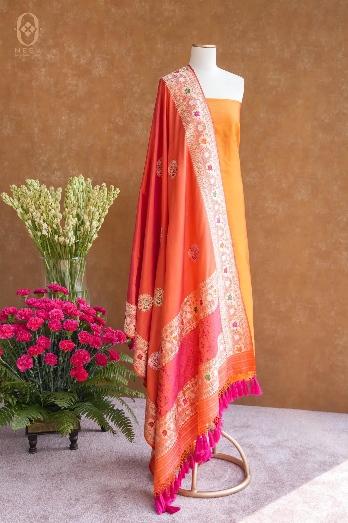 Dual Tone Katan Silk Suit Set