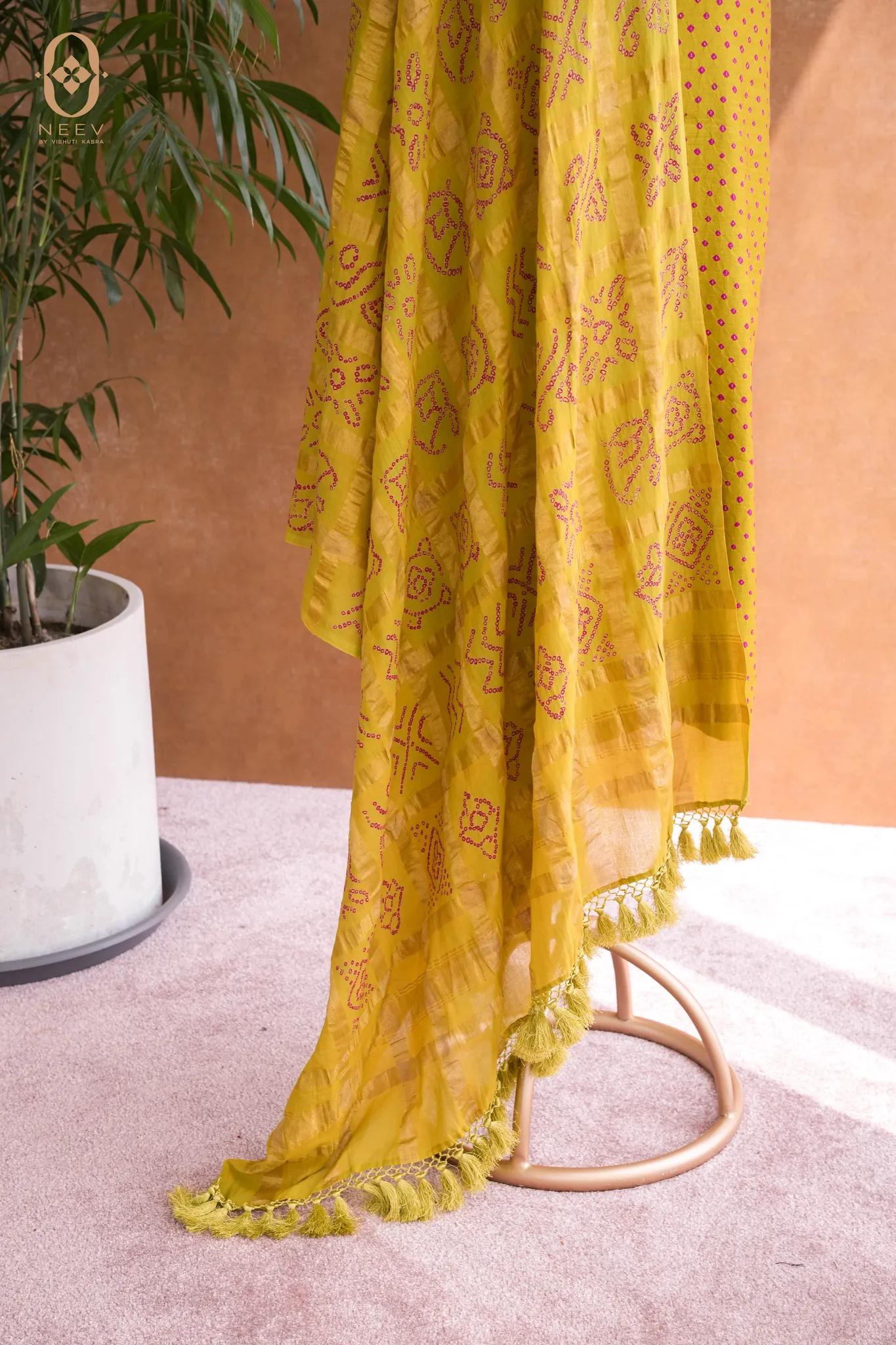 Katan Silk Bandhani Suit Set