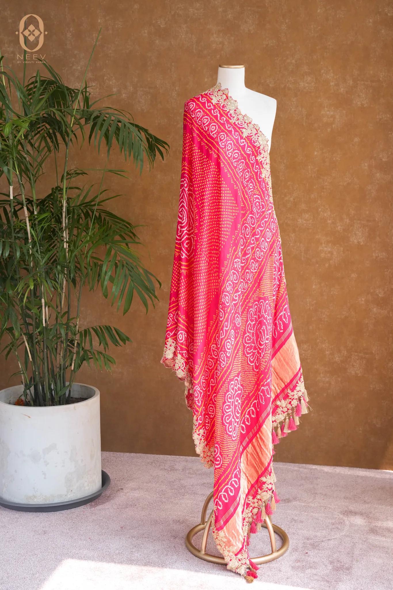 Pure Silk Bandhani Handwork Dupatta