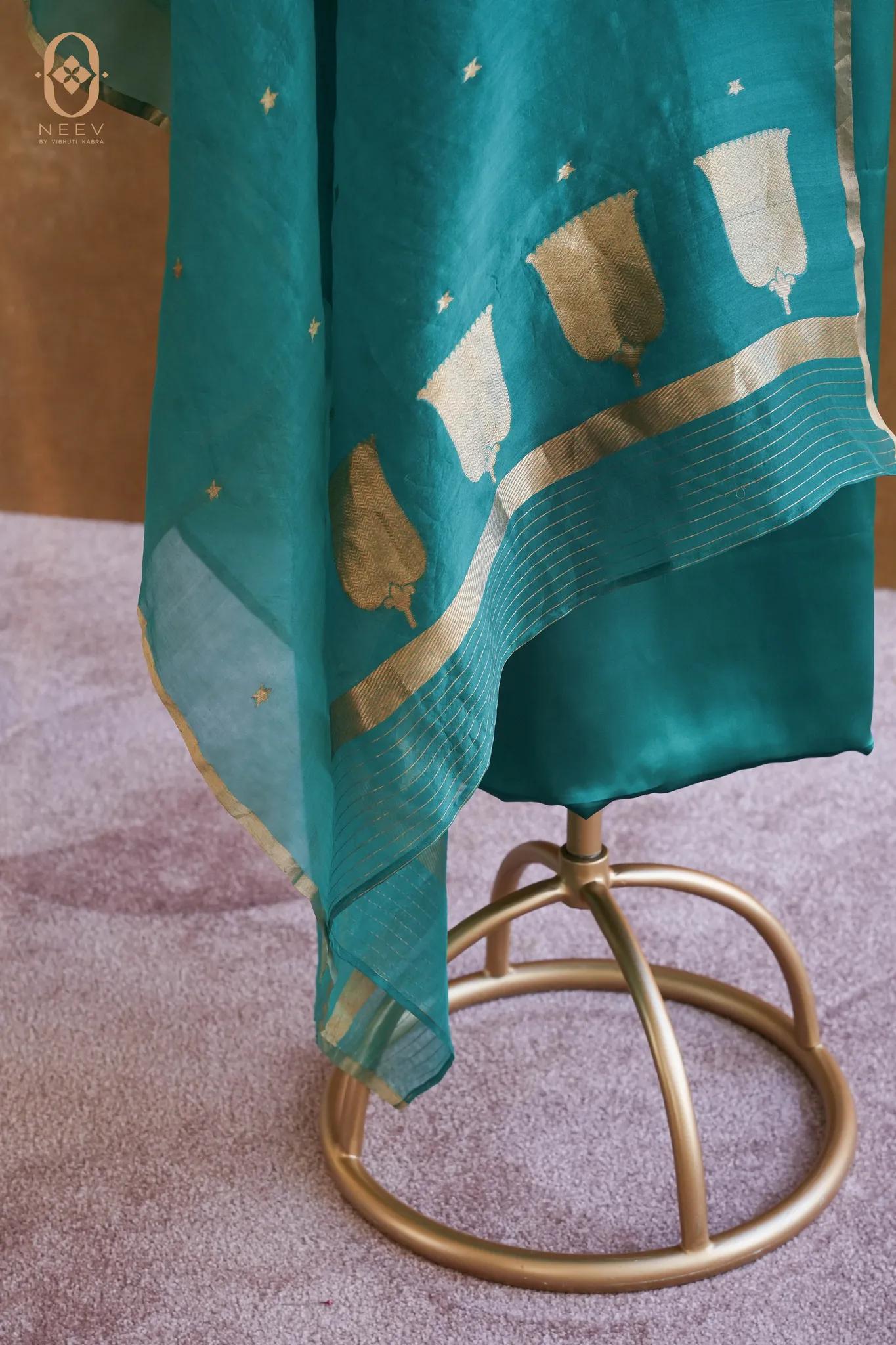 Fire Fly Pine Green Satin Suit Set