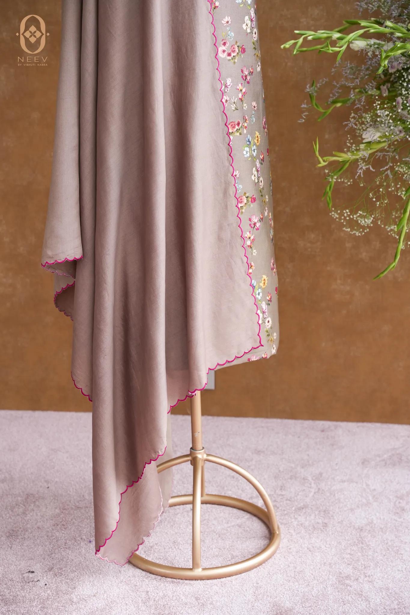 Printed Chinia Silk Suit Set