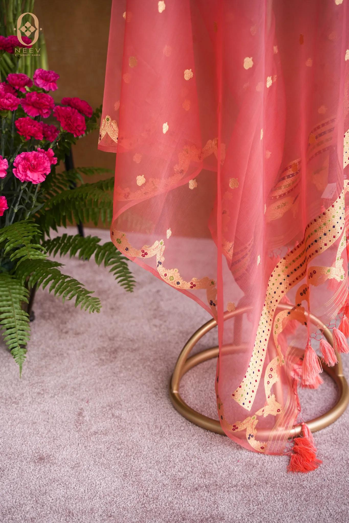 Kora Silk Meenakari Dupatta