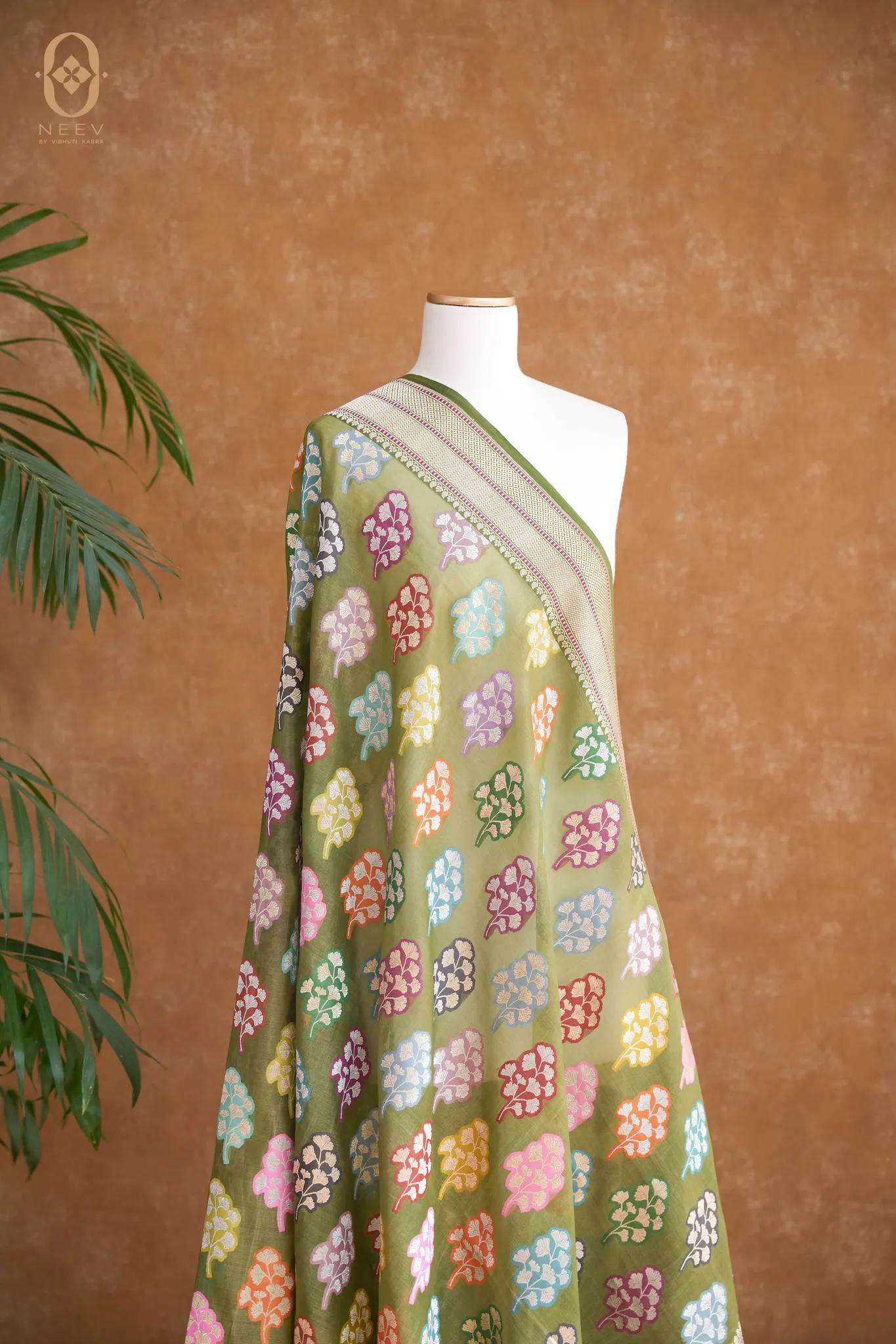 Kora Silk Meenakari Dupatta