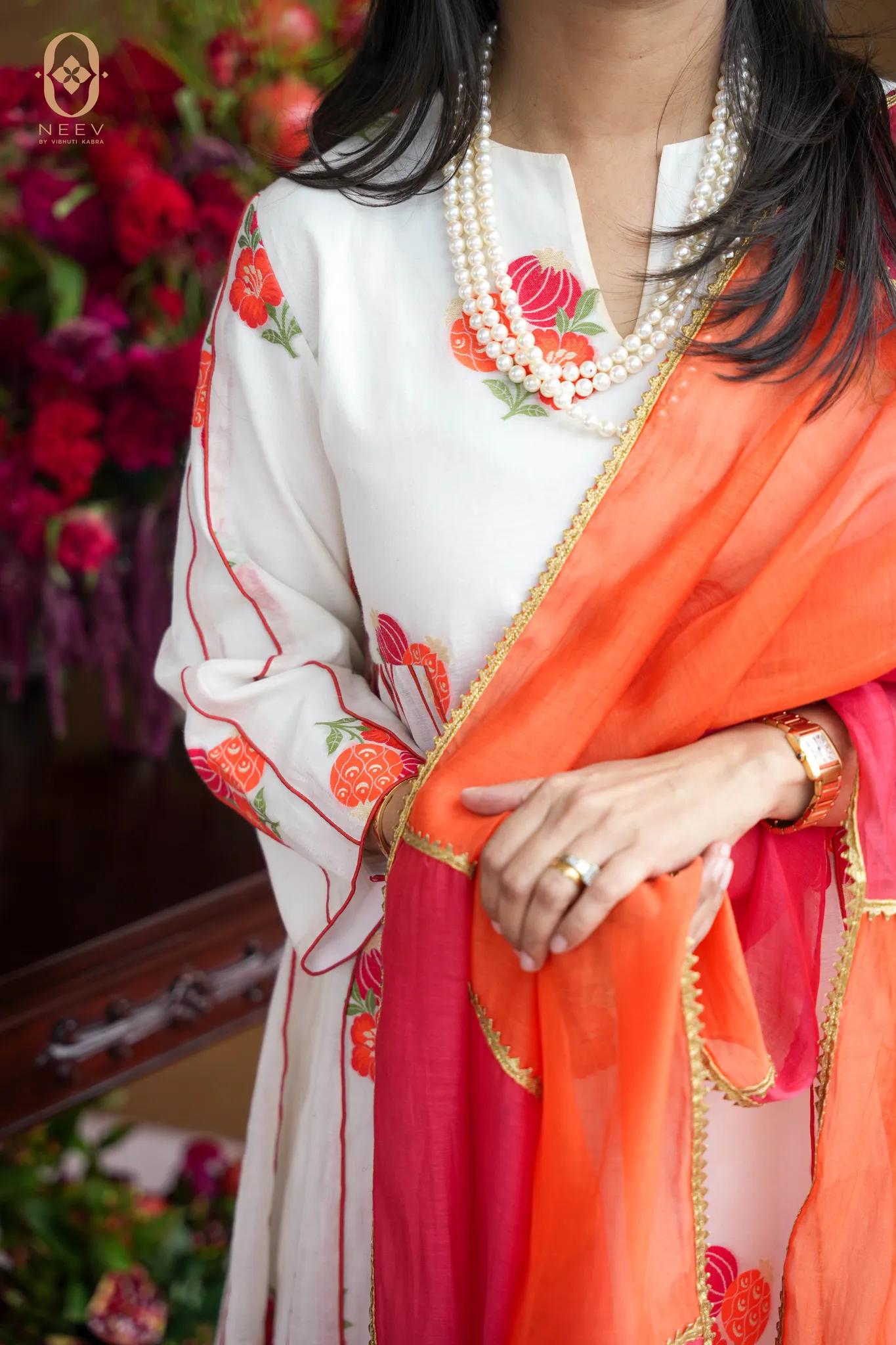 The Sacred Garden- Chanderi Cotton Anar Unstitched Suit Set