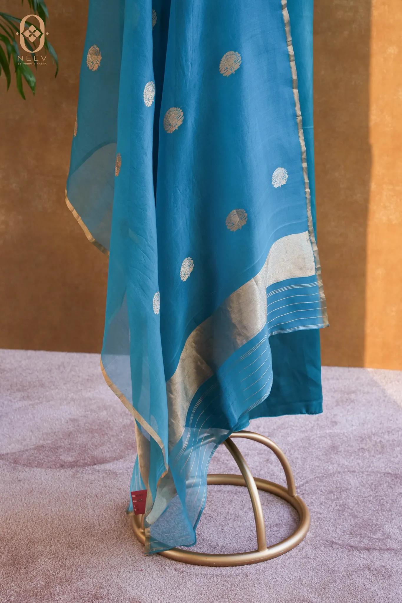 Fire Fly Ocean Blue Satin Suit Set