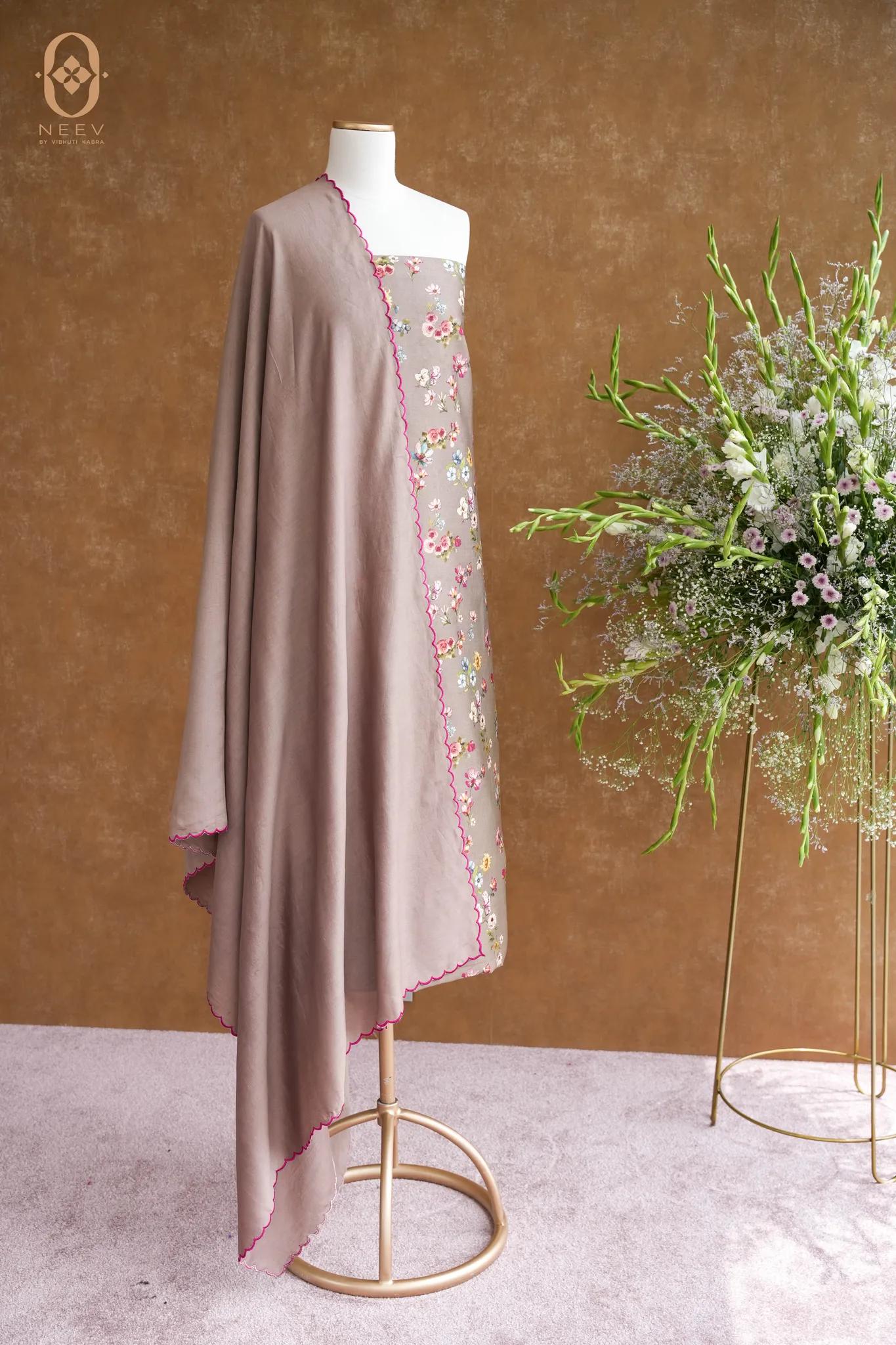 Printed Chinia Silk Suit Set