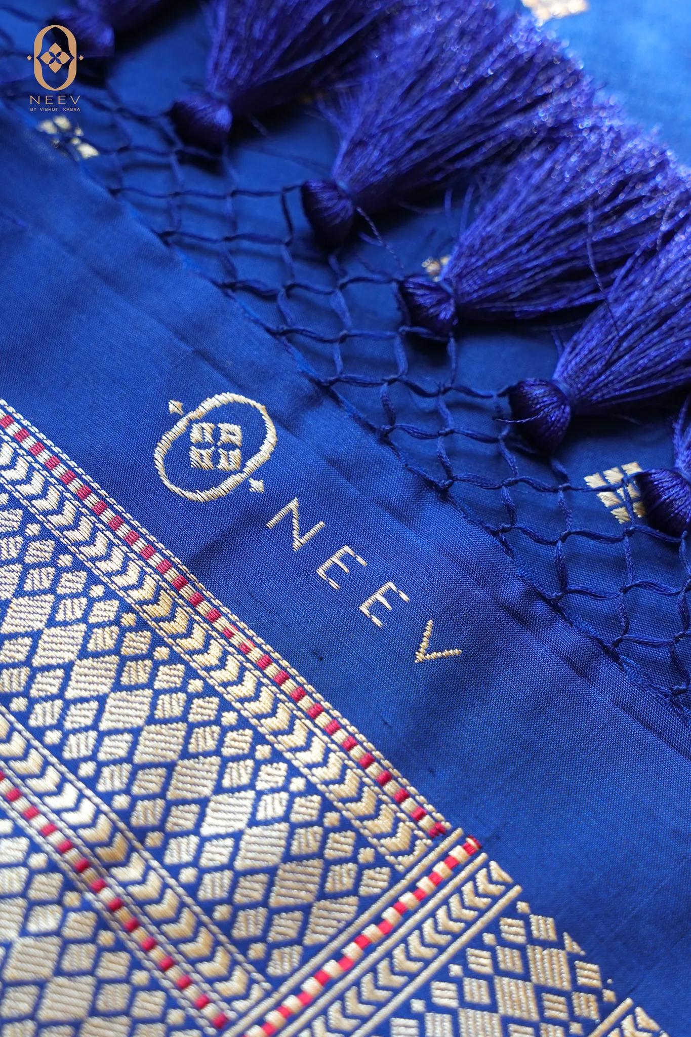 DEVI | Blue Katan Silk Real Zari Saree