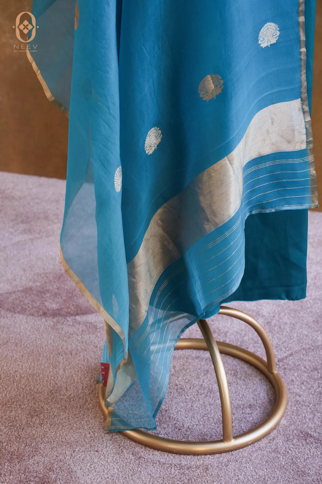 Fire Fly Ocean Blue Satin Suit Set