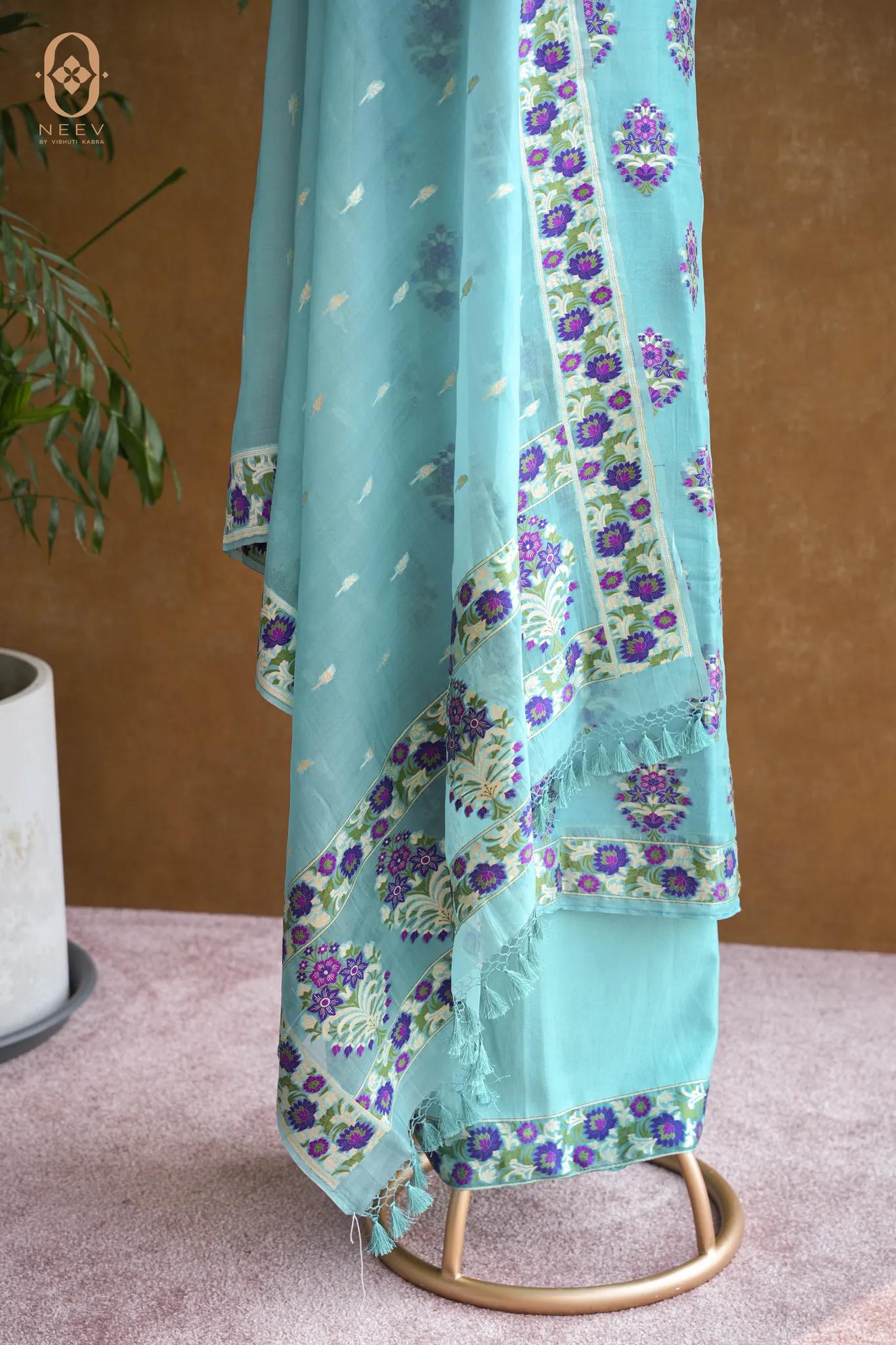 Kora Silk Multi Meenakari Suit Set