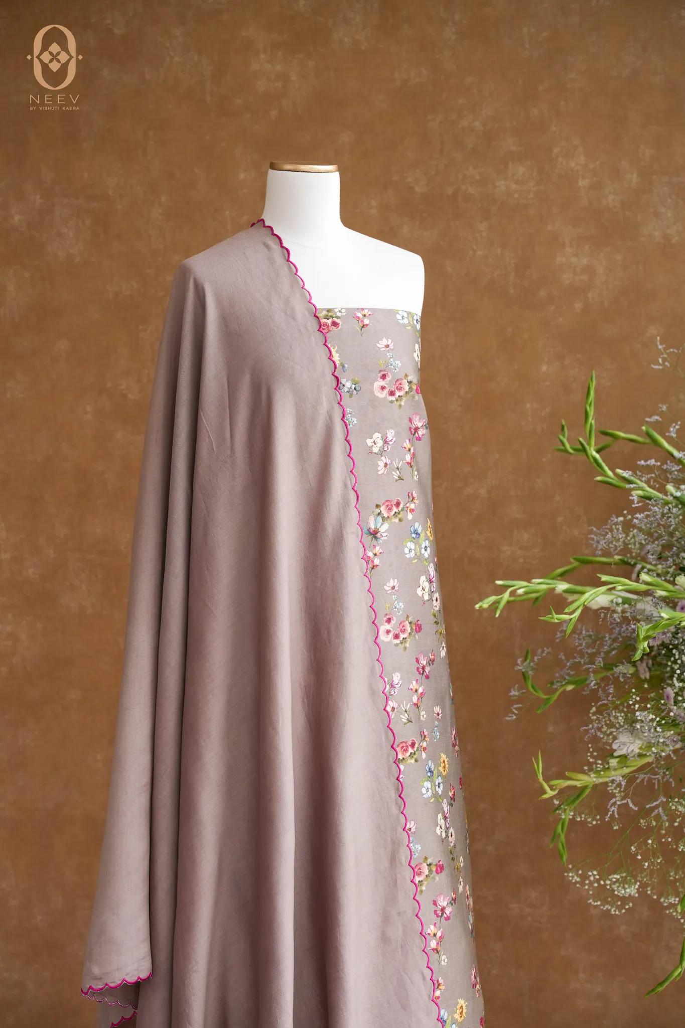Printed Chinia Silk Suit Set