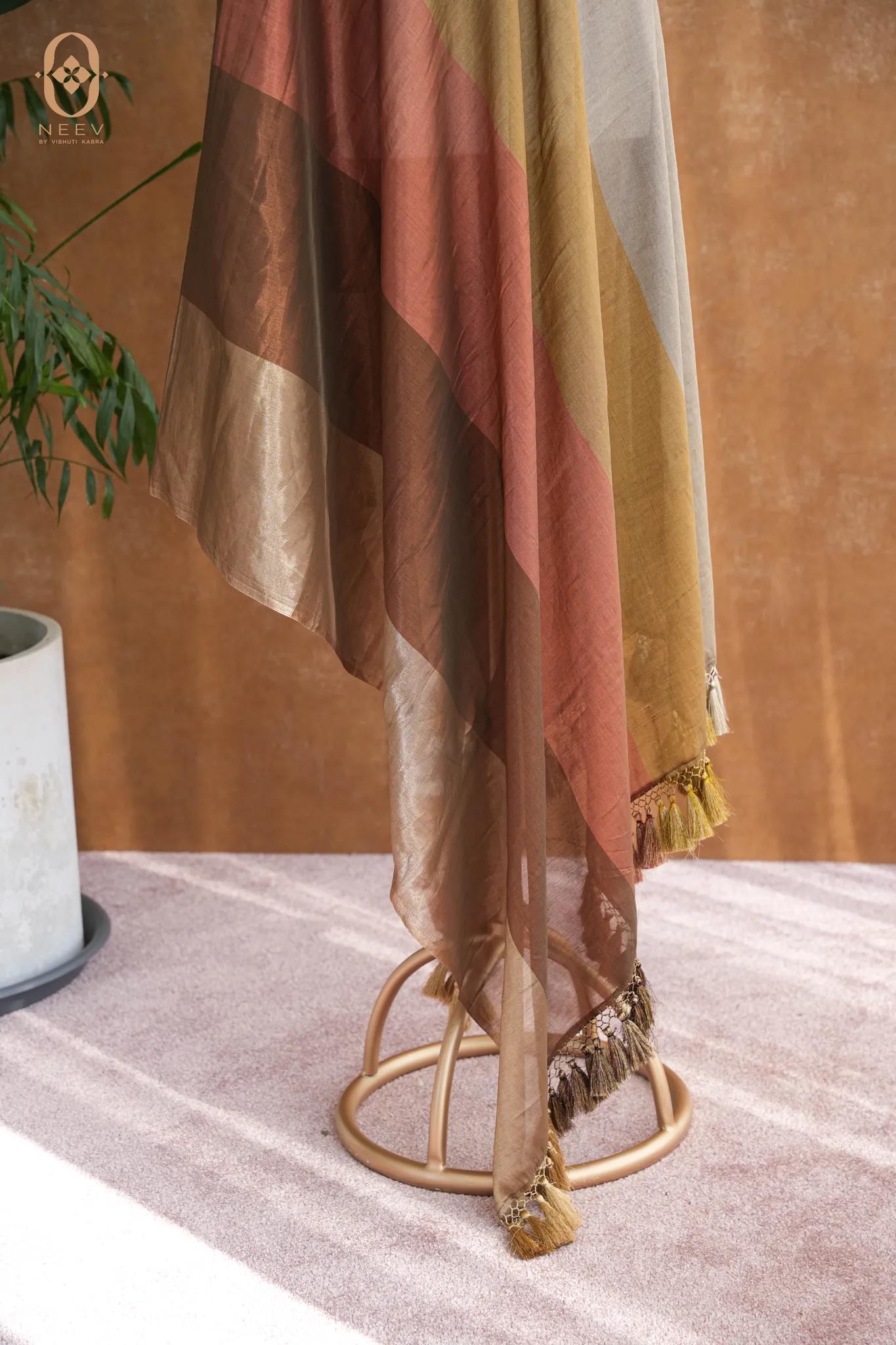 Multi-color Striped Tissue Dupatta