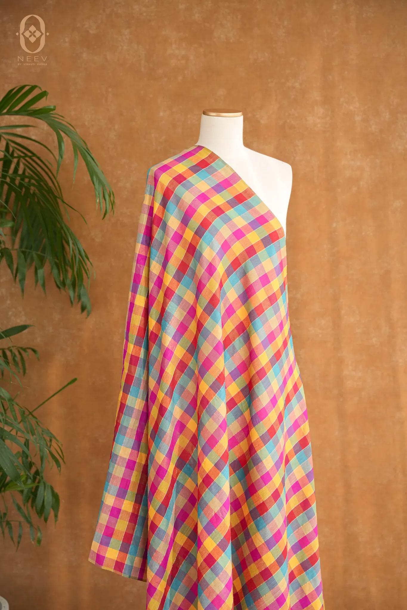 Sachi Zari Munga Silk Checkered Dupatta