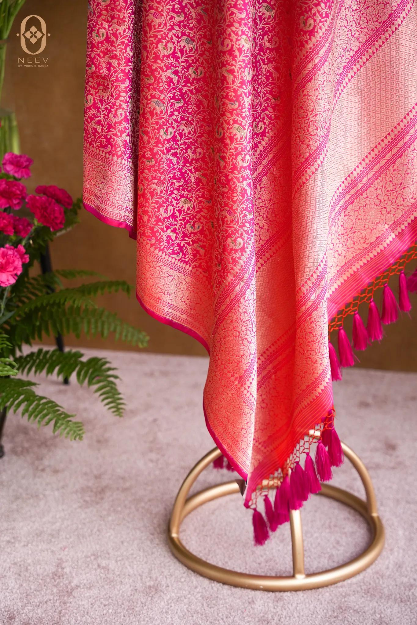 Katan Silk Jaal Meenakari Dupatta