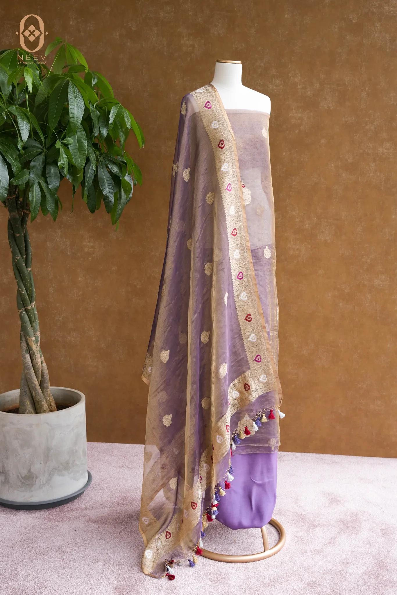 Tissue Silk Meenakari Suit Set