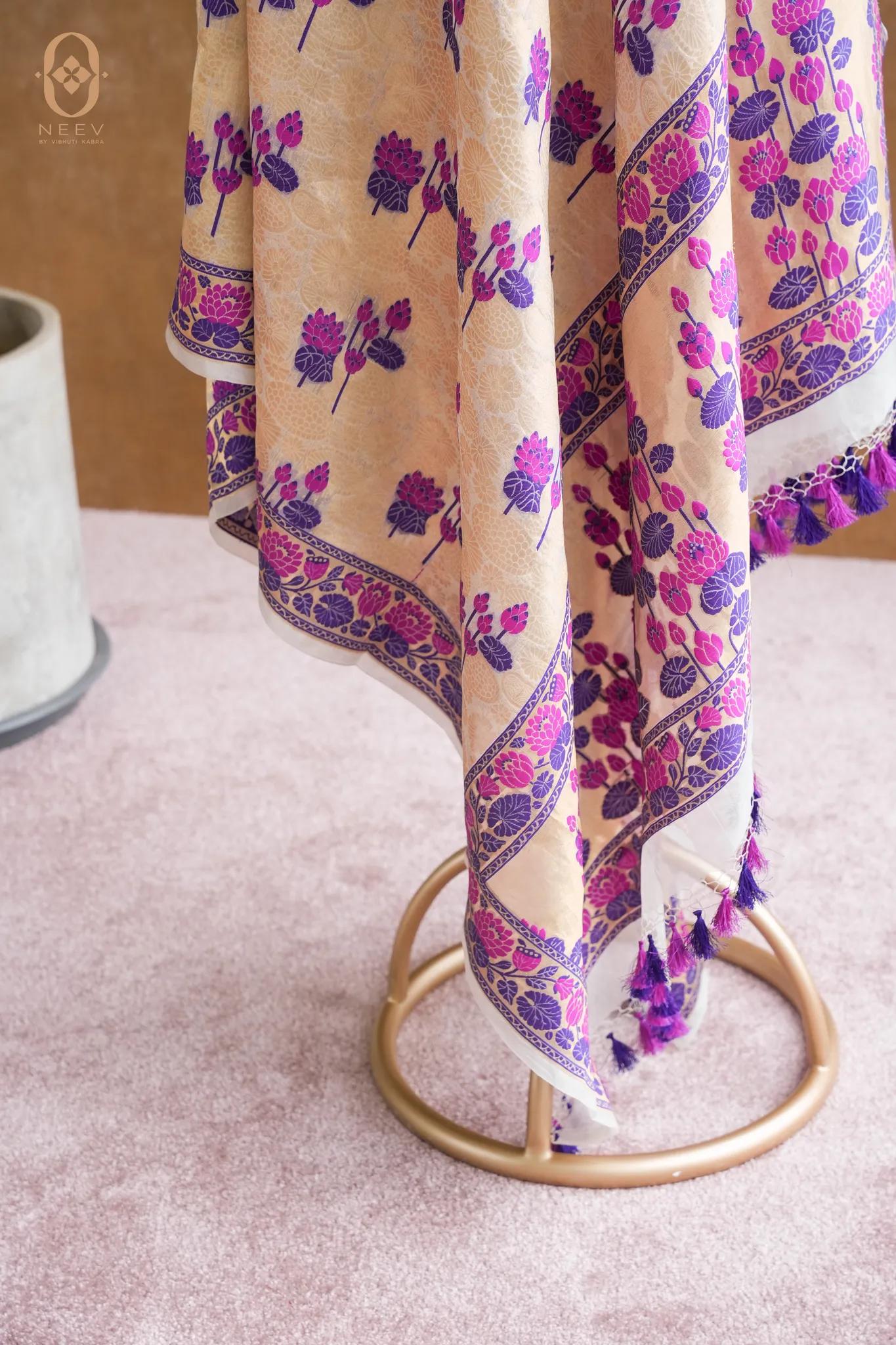Kora Silk Multi Meenakari Dupatta