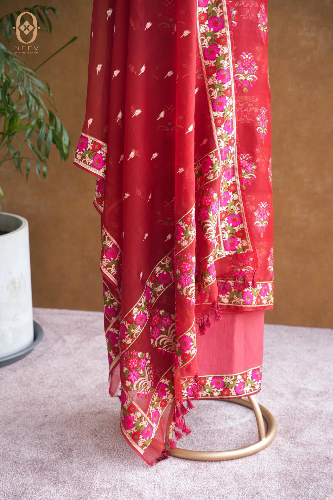 Kora Silk Multi Meenakari Suit Set