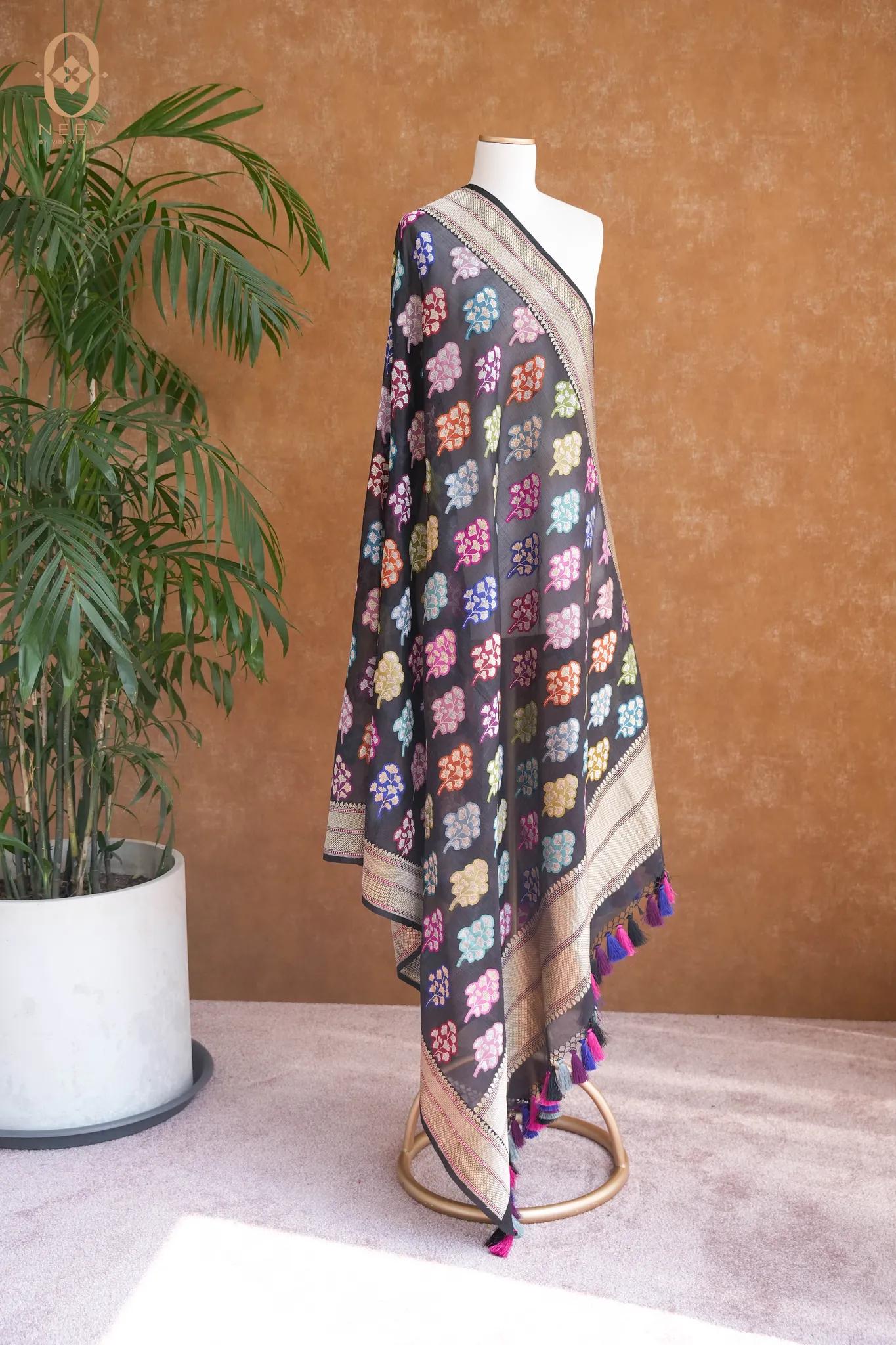 Kora Silk Meenakari Dupatta