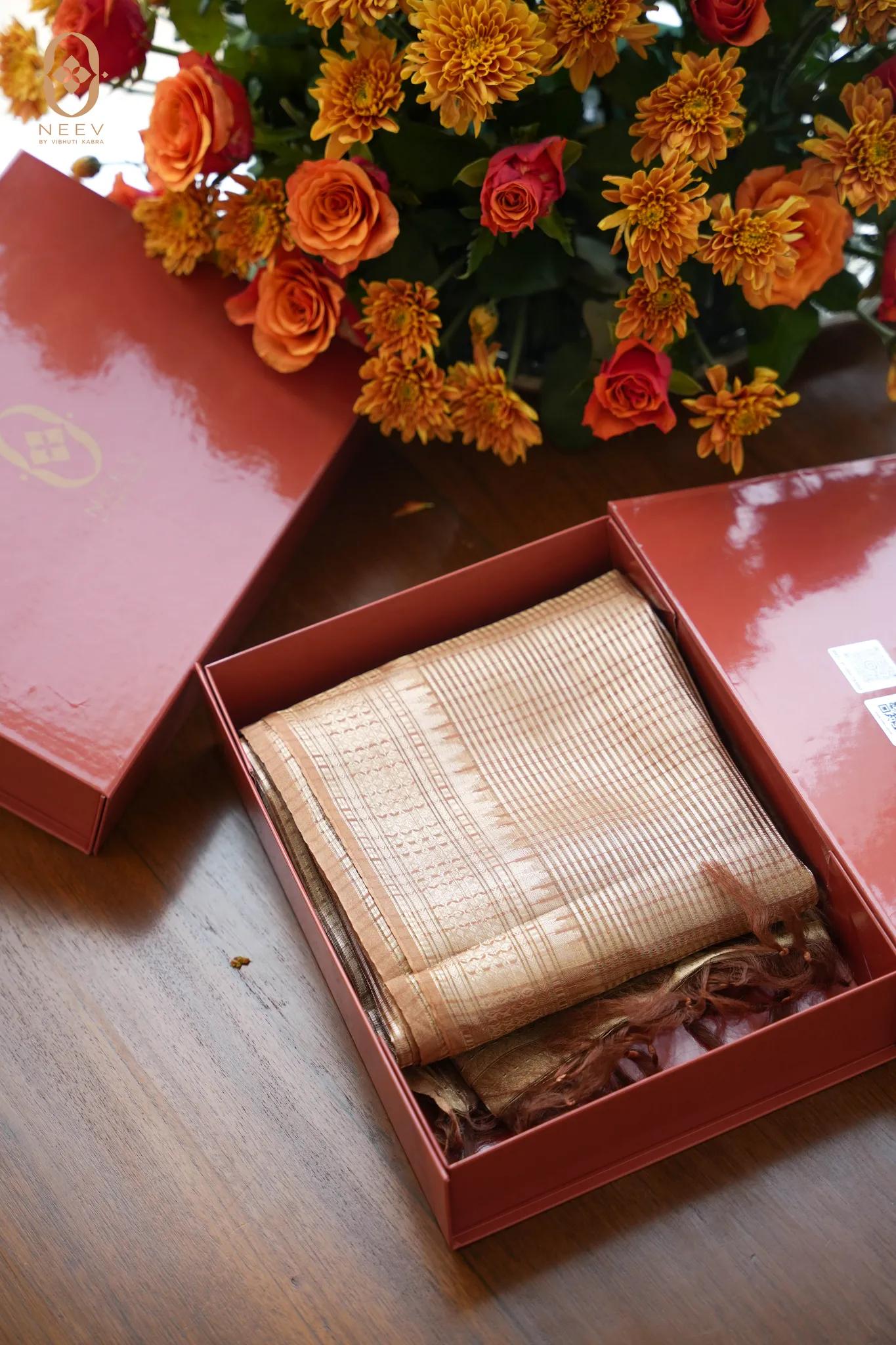 Caramel Rang Chanderi Tissue Dupatta