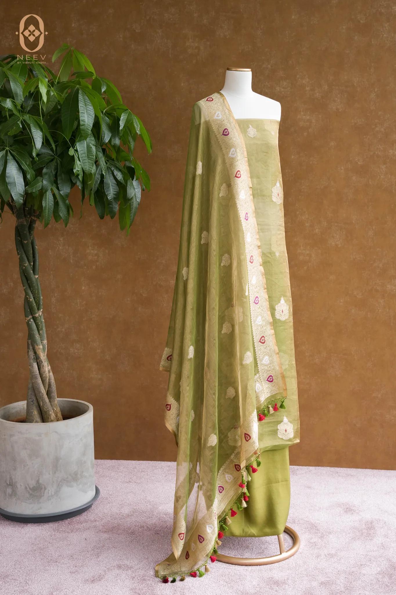 Tissue Silk Meenakari Suit Set