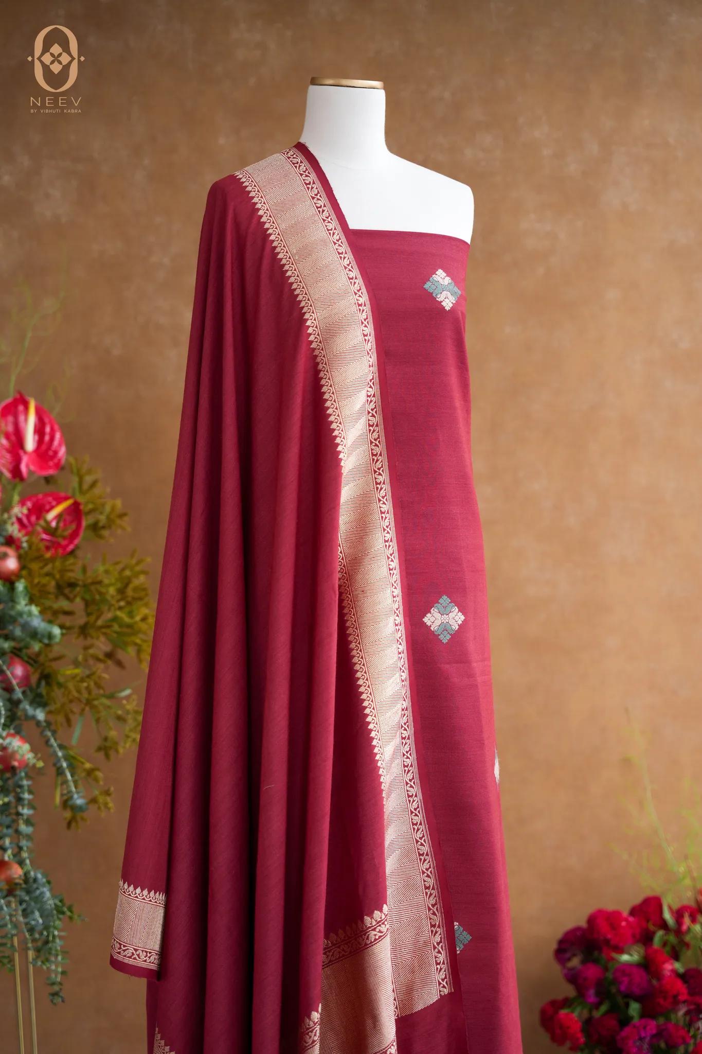 Ektara Munga Silk Phulkari Suit Set