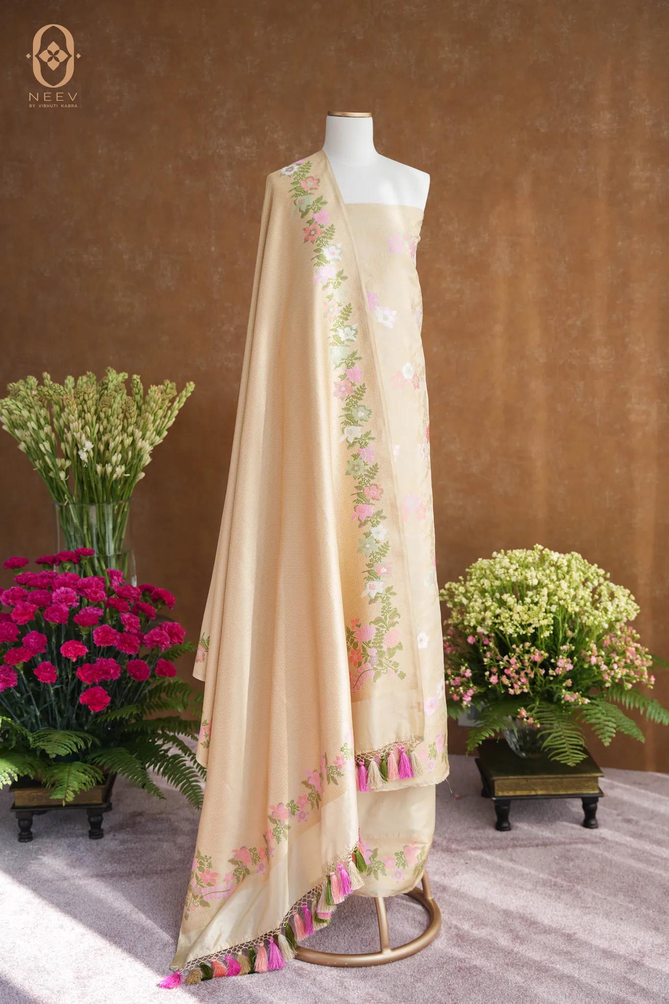Premium Katan Silk Jaal Suit Set