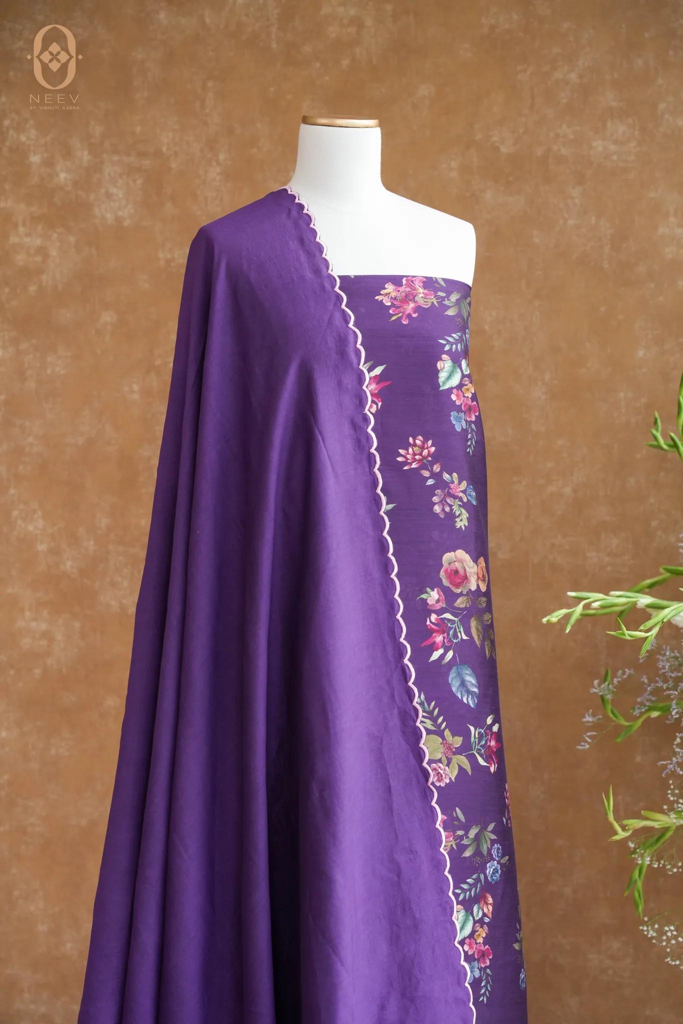 Printed Chinia Silk Suit Set