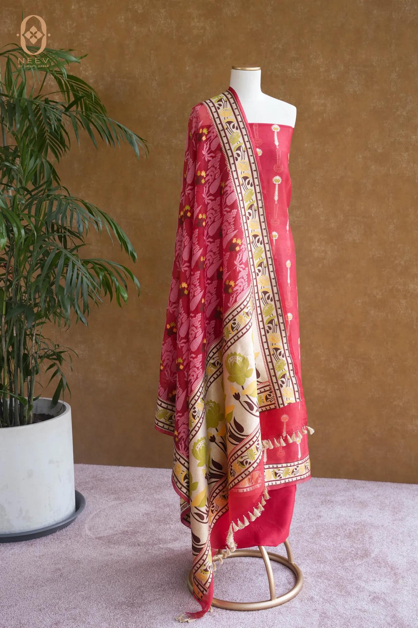 Kora Silk Meenakari Suit Set