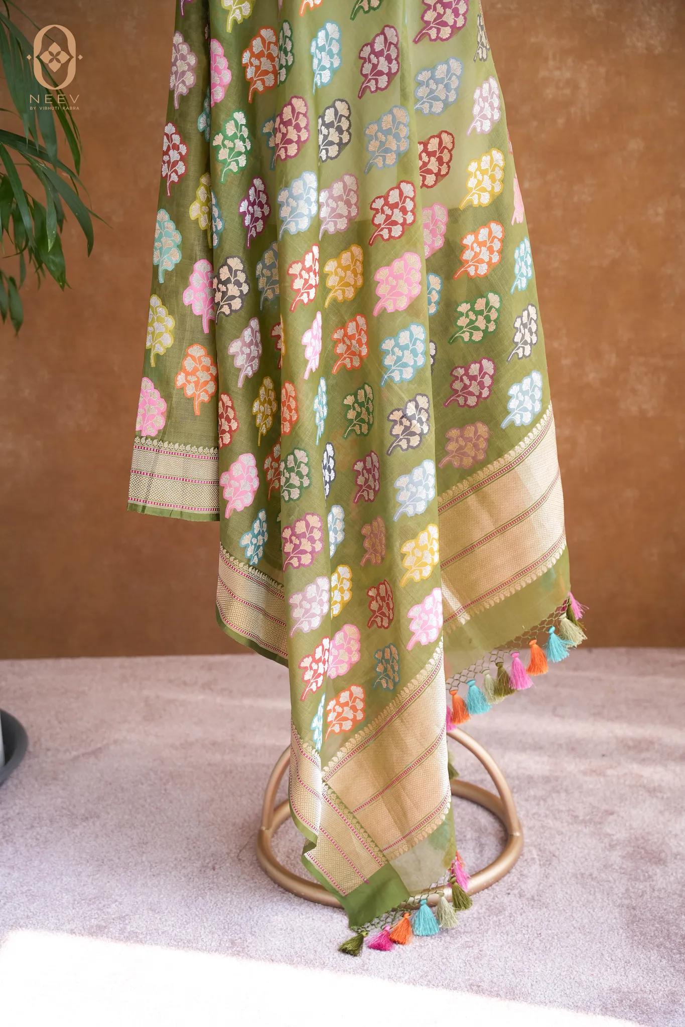 Kora Silk Meenakari Dupatta