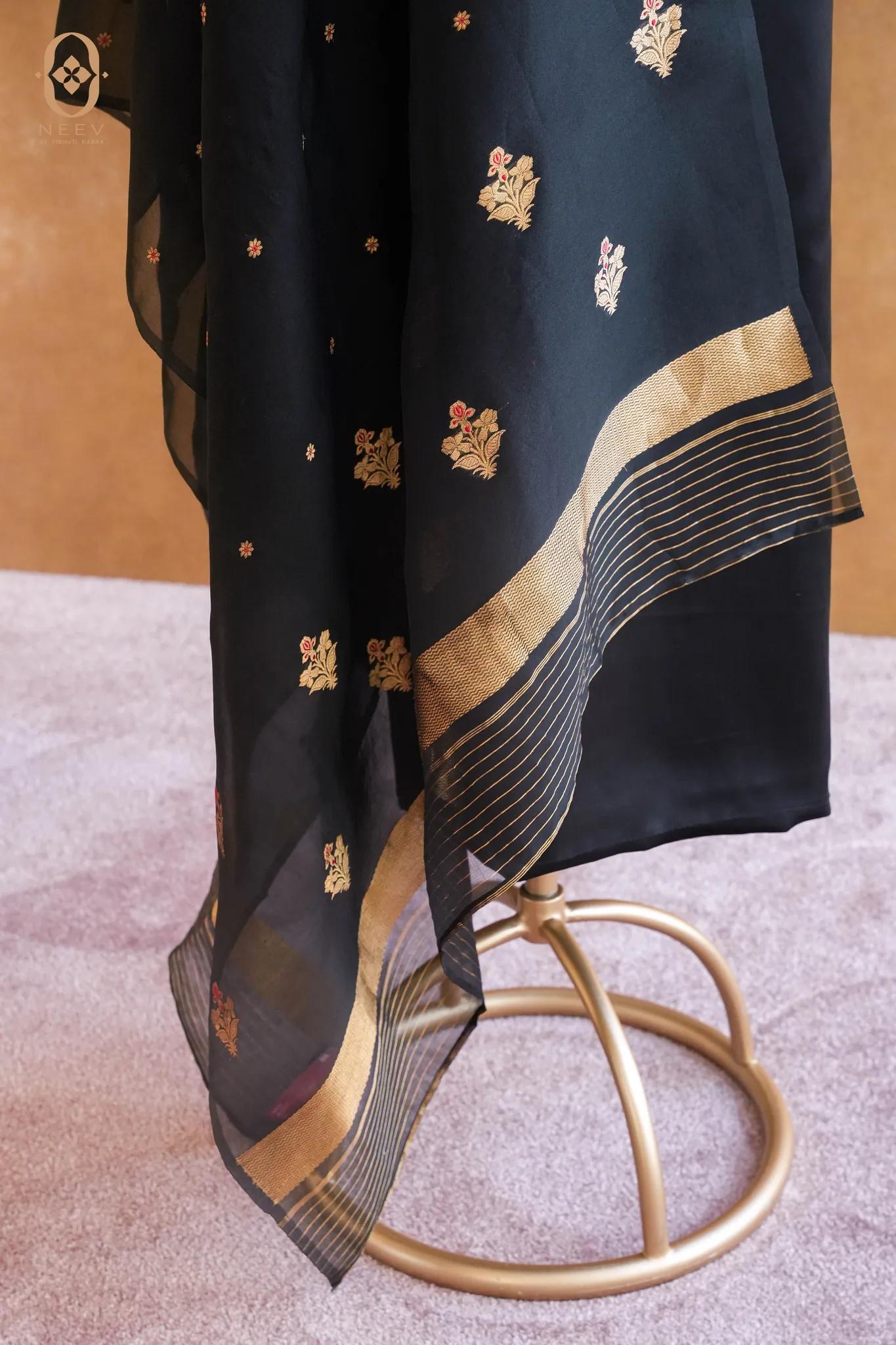 Fire Fly Black Rose Satin Suit Set