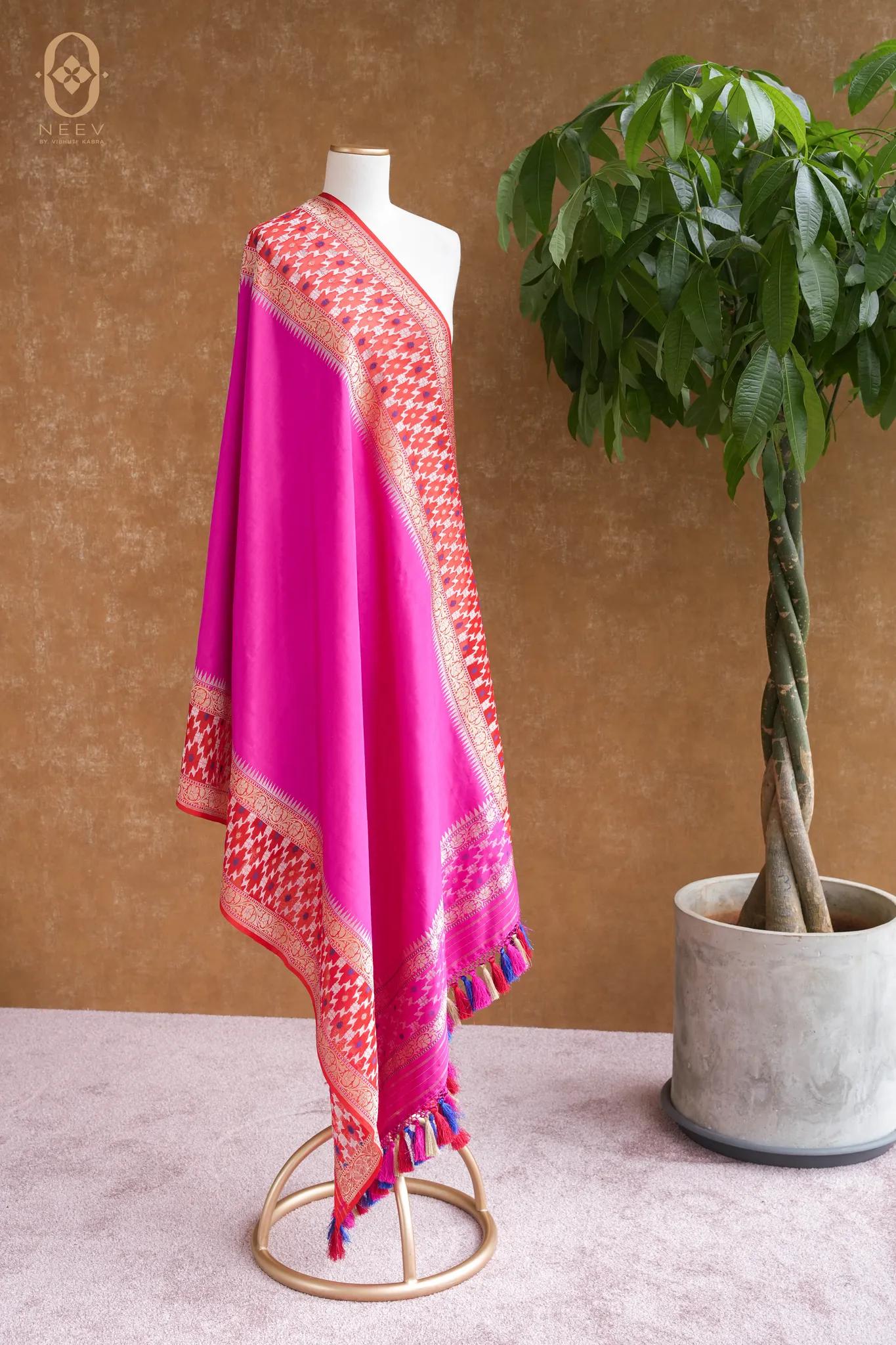 Premium Katan Silk With Organza Border Dupatta