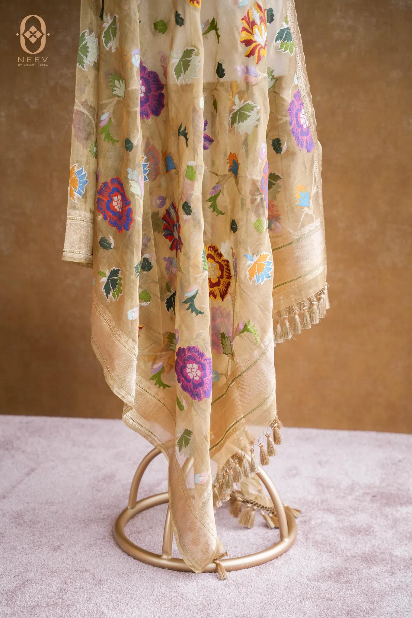 Premium Tissue Multi Meenakari Dupatta