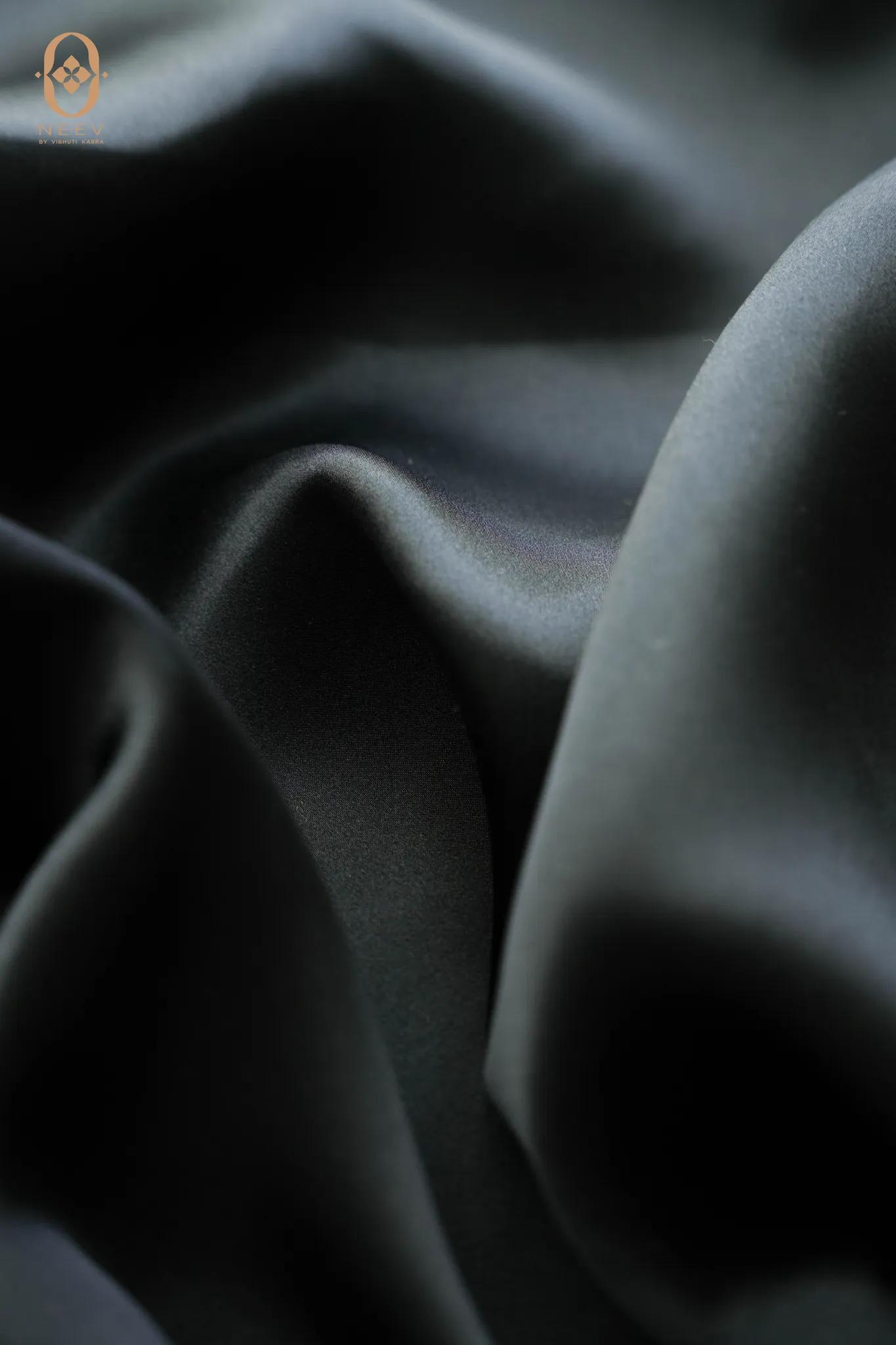 Fire Fly Black Rose Satin Fabric