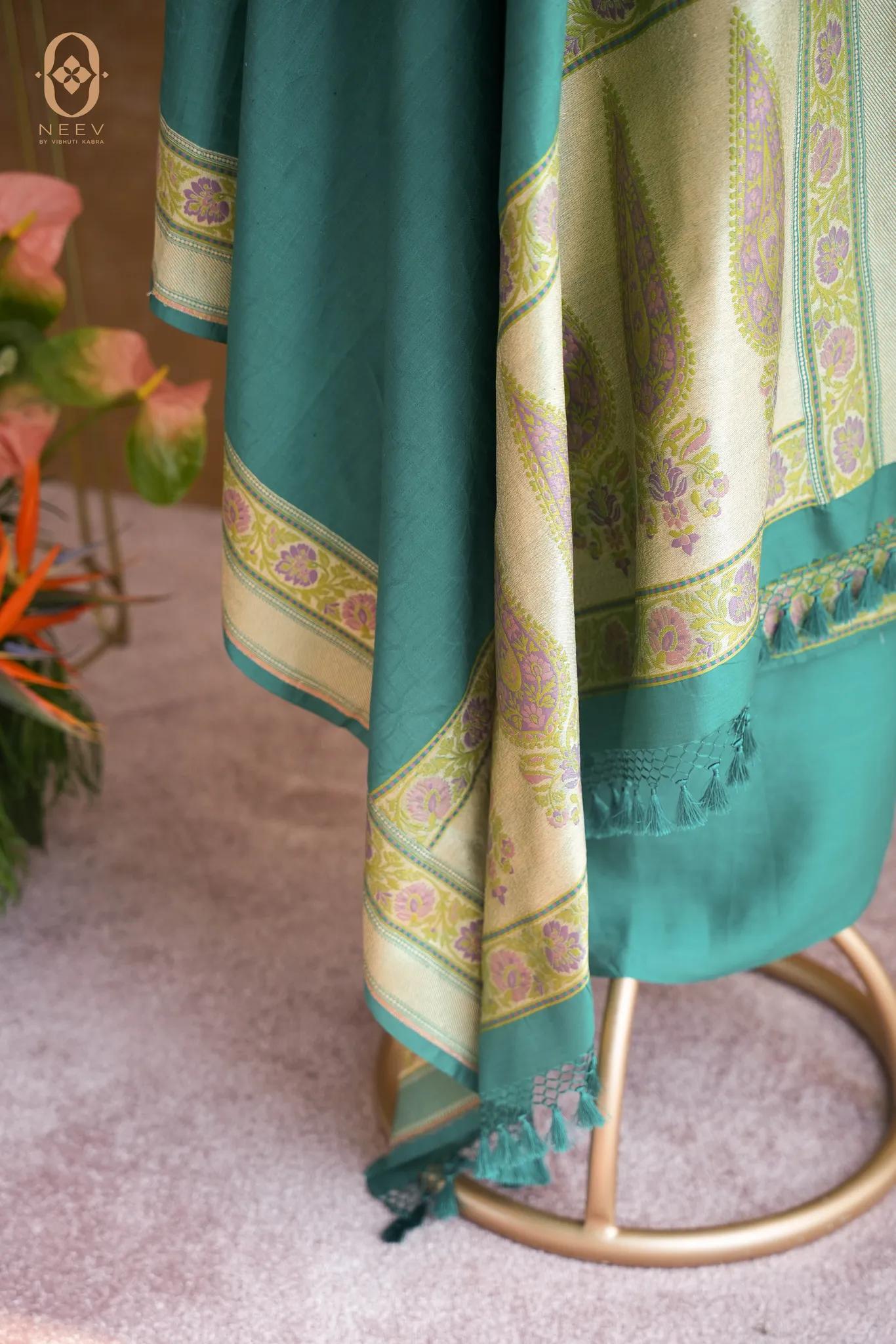 Multi Meenakari Katan Silk Suit Set