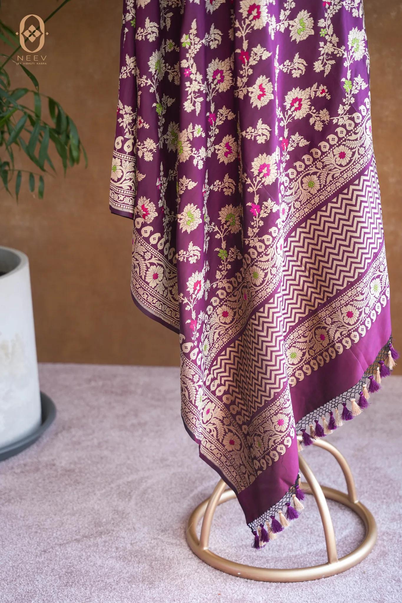 Katan Silk Jaal Meenakari Dupatta
