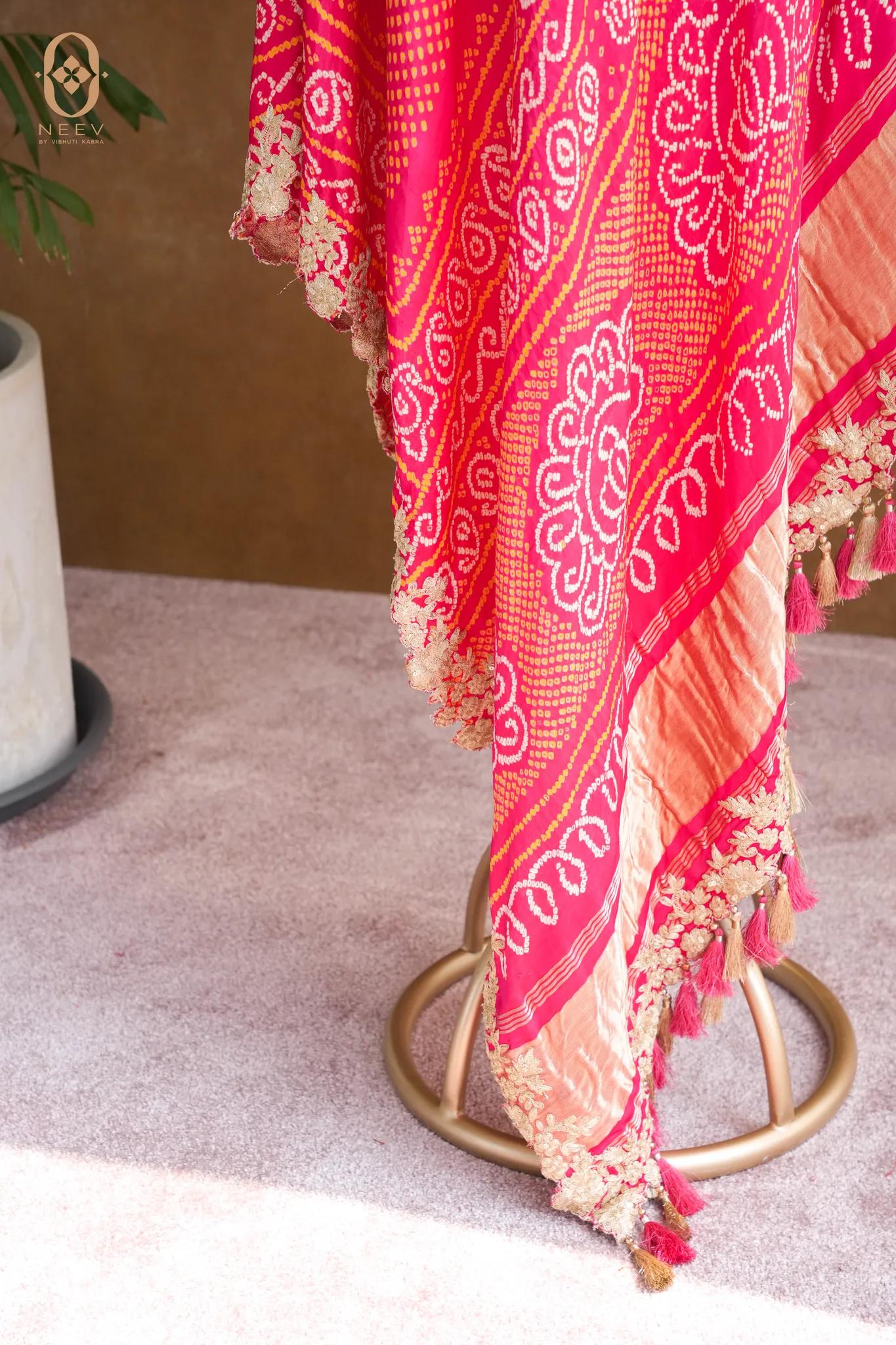 Pure Silk Bandhani Handwork Dupatta