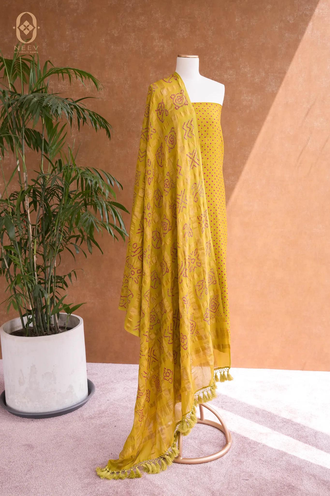 Katan Silk Bandhani Suit Set