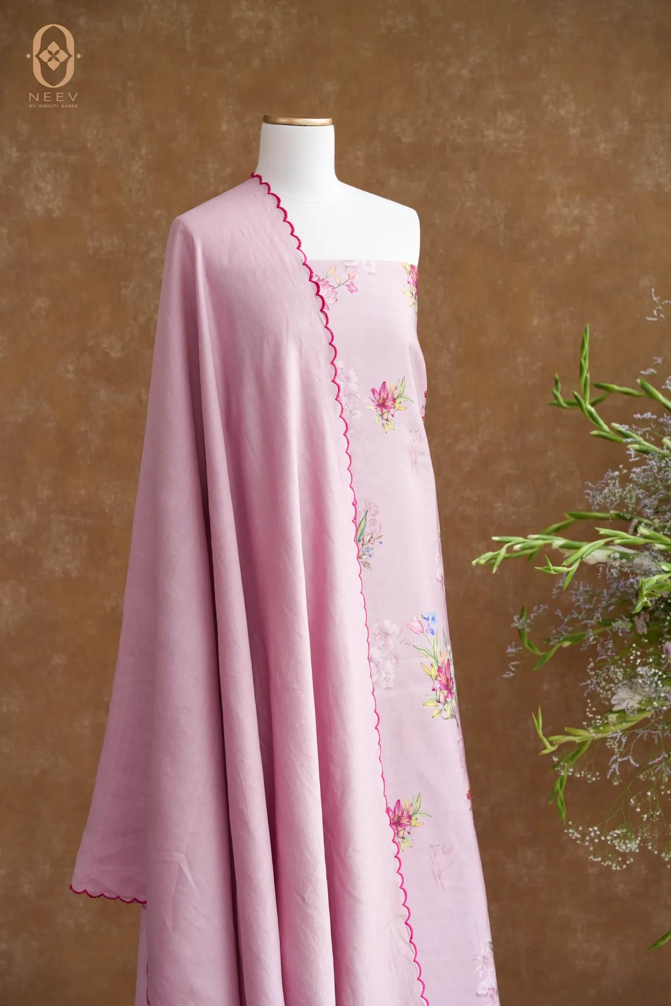 Printed Chinia Silk Suit Set