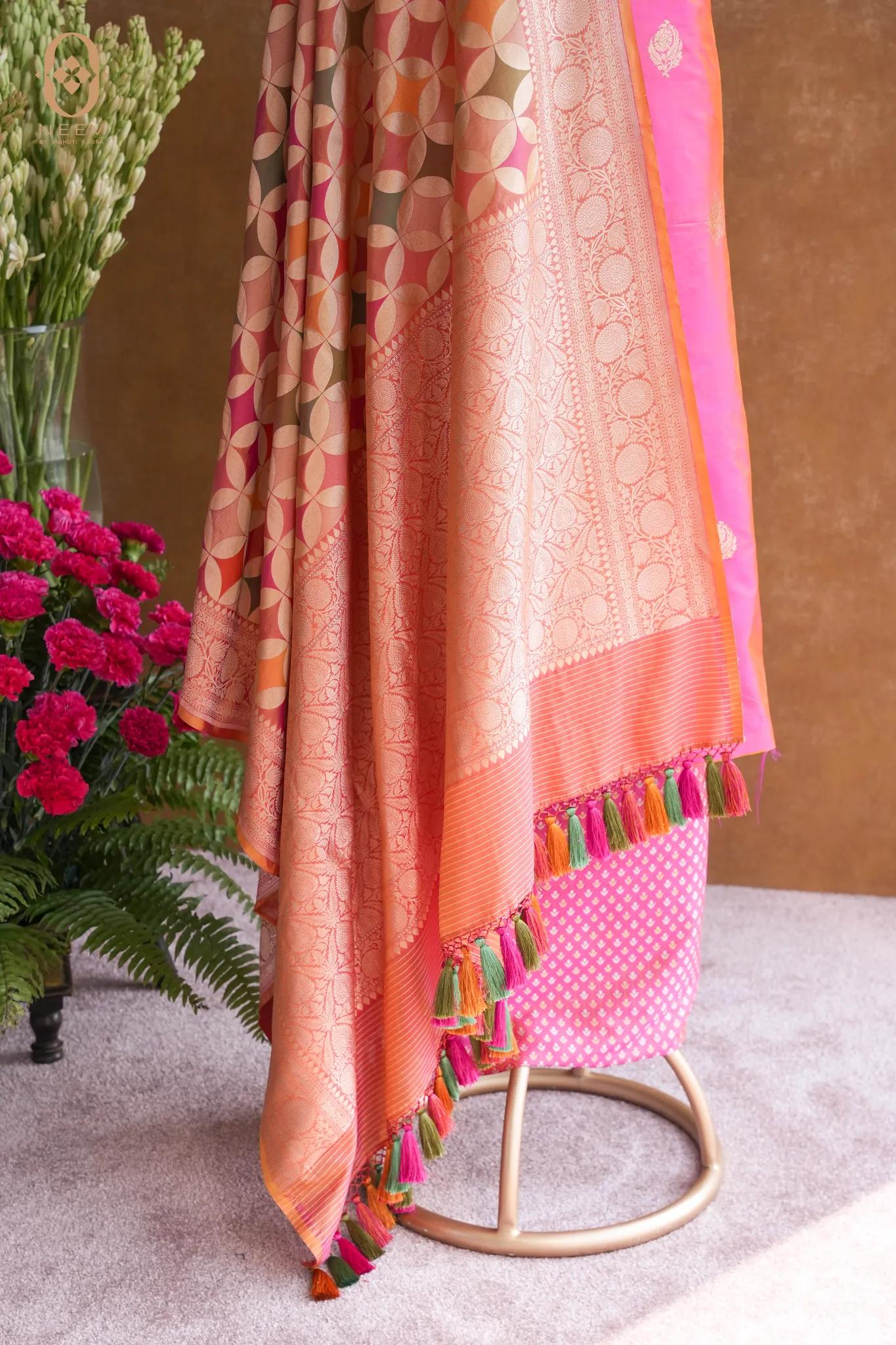 Katan Silk Suit With Rangkat Katan Silk Dupatta