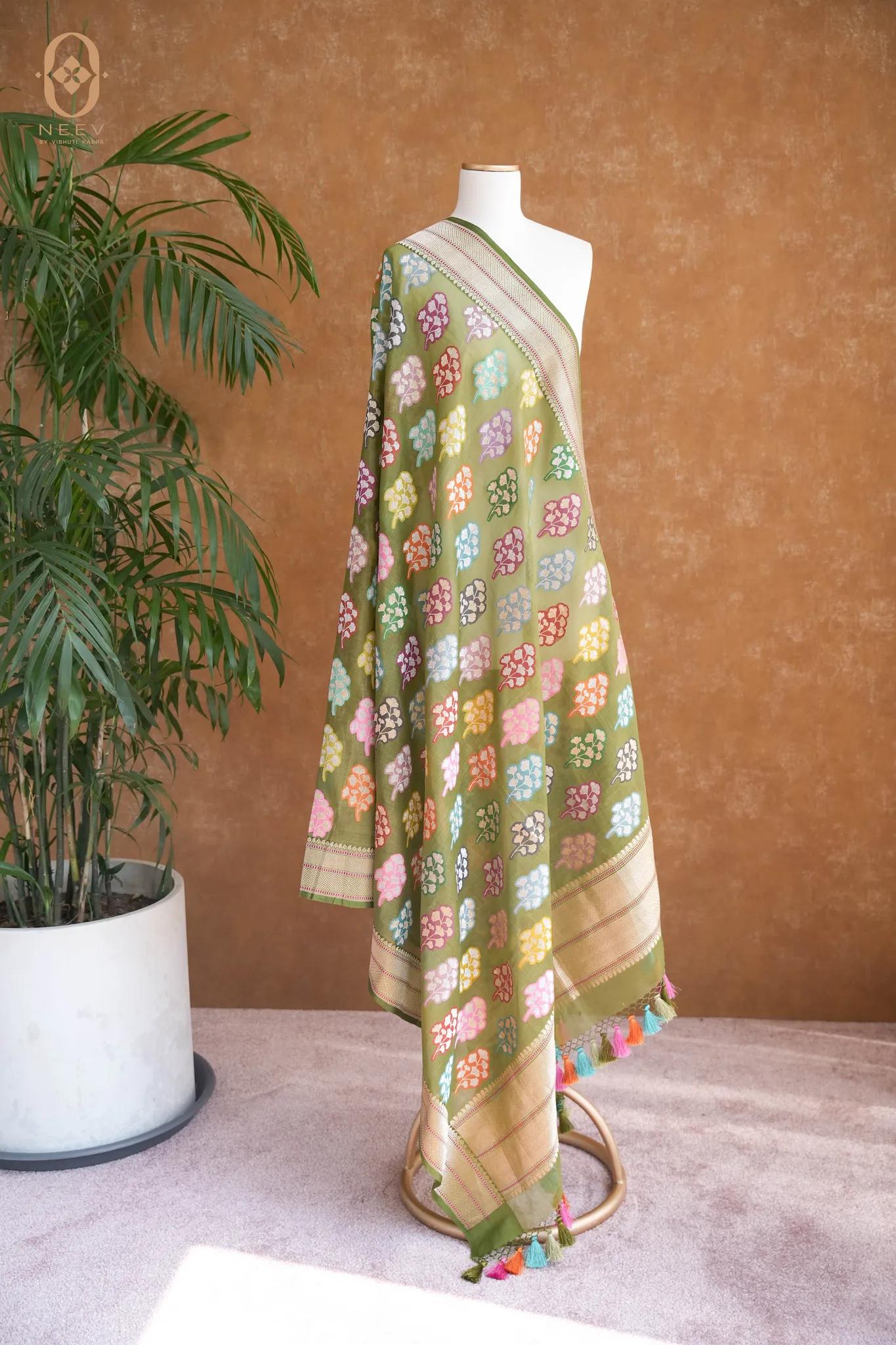 Kora Silk Meenakari Dupatta