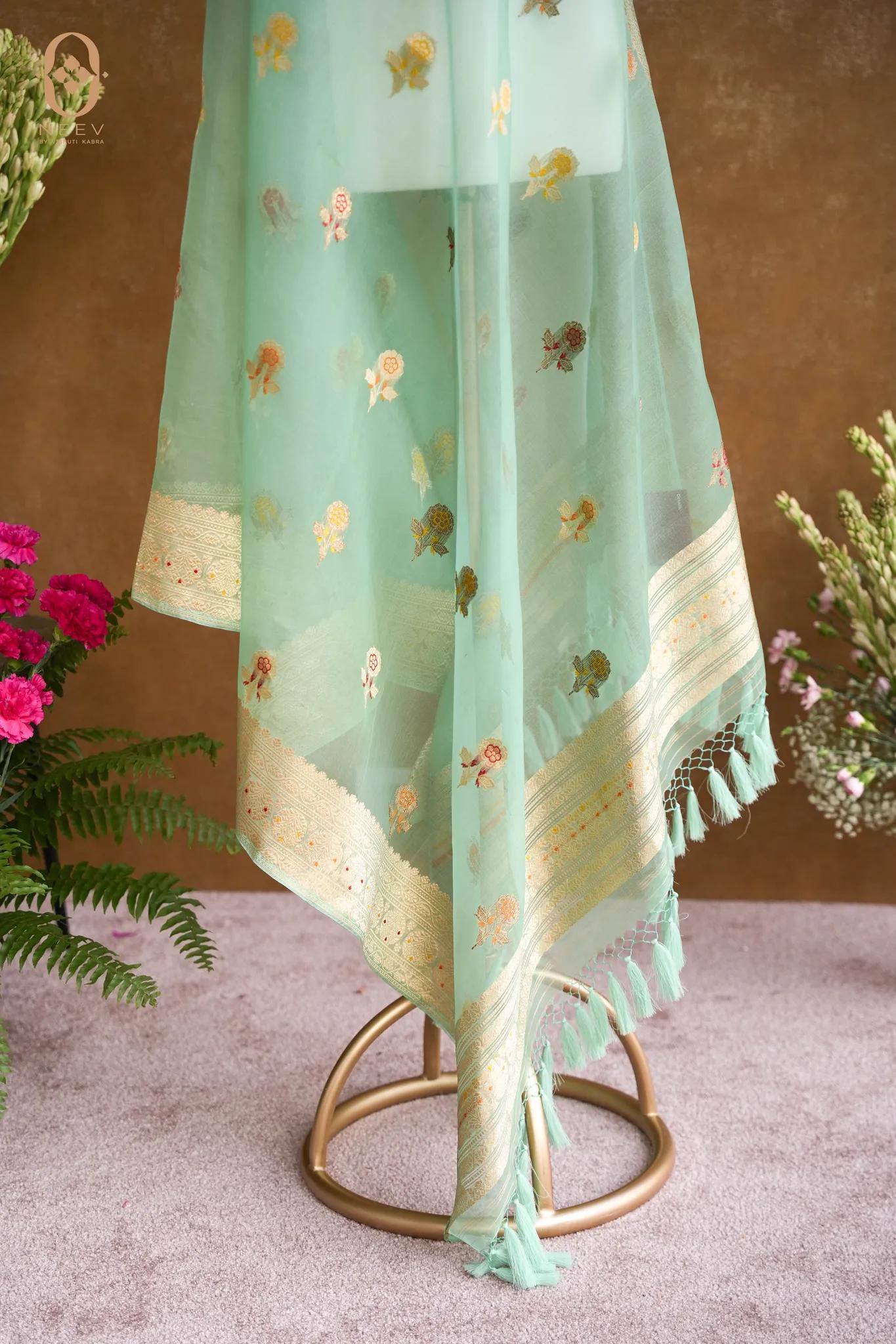 Kora Silk Meenakari Dupatta