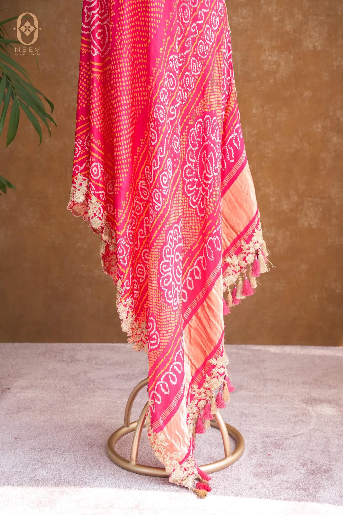 Pure Silk Bandhani Handwork Dupatta