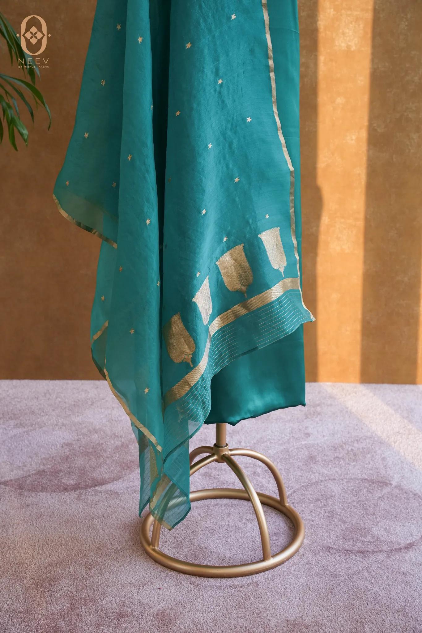 Fire Fly Pine Green Satin Suit Set